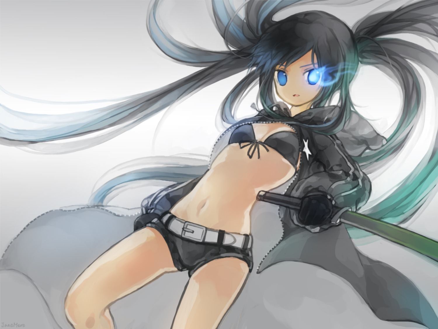 bikini_top black_rock_shooter black_rock_shooter_(character) janemere swimsuits sword vocaloid wallpaper