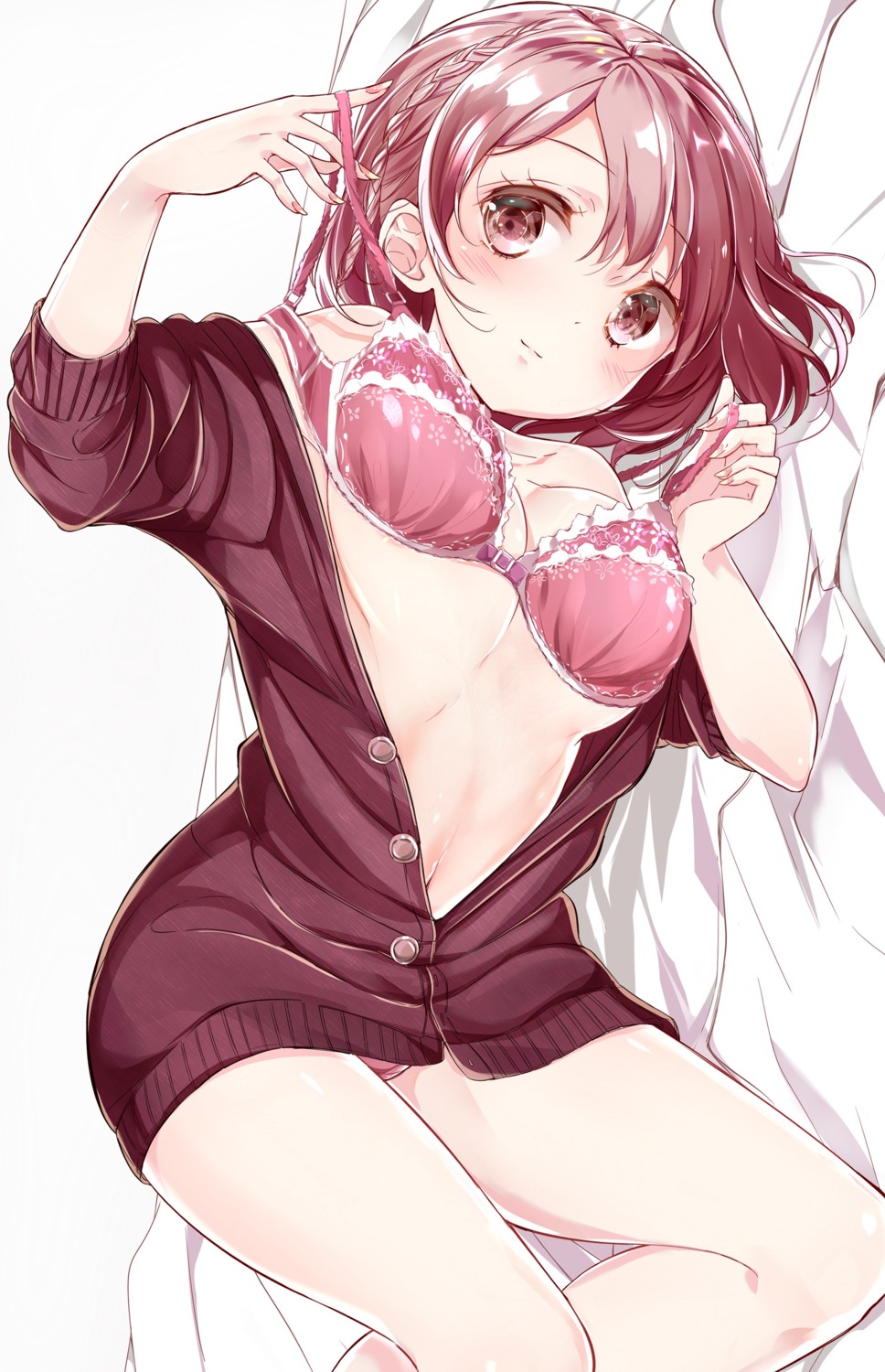 bra hamaken open_shirt pantsu sweater