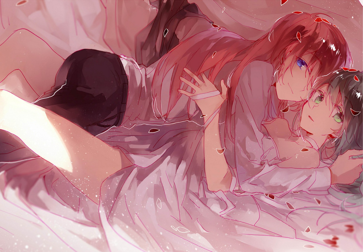 miki_sayaka min_(artist) puella_magi_madoka_magica sakura_kyouko sheets yuri