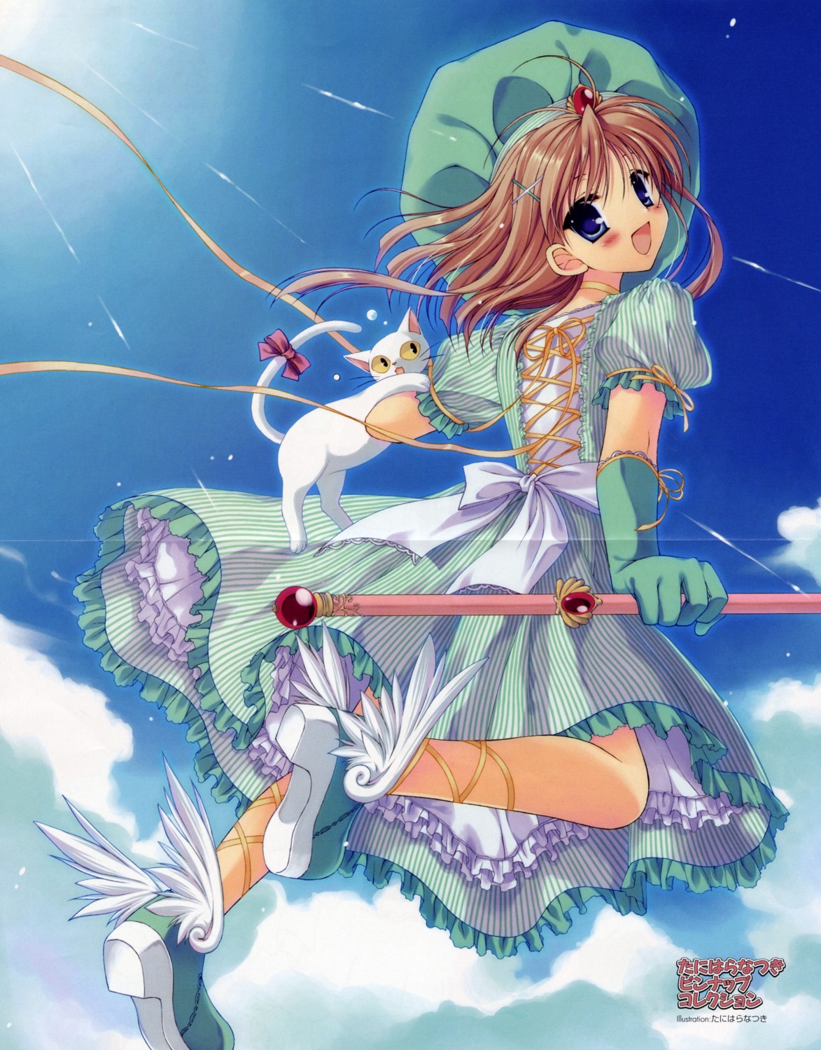 card_captor_sakura dress kinomoto_sakura neko tanihara_natsuki weapon