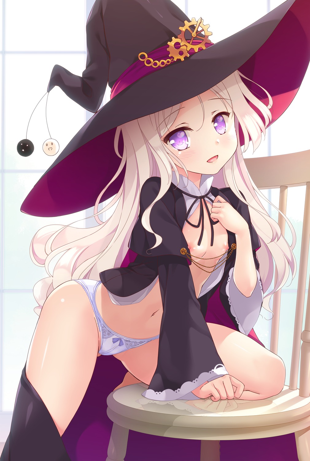 breasts cameltoe digital_version happiness!_2_sakura_celebration ko~cha loli mikagari_mashiro nipples no_bra open_shirt pantsu thong windmill_oasis witch