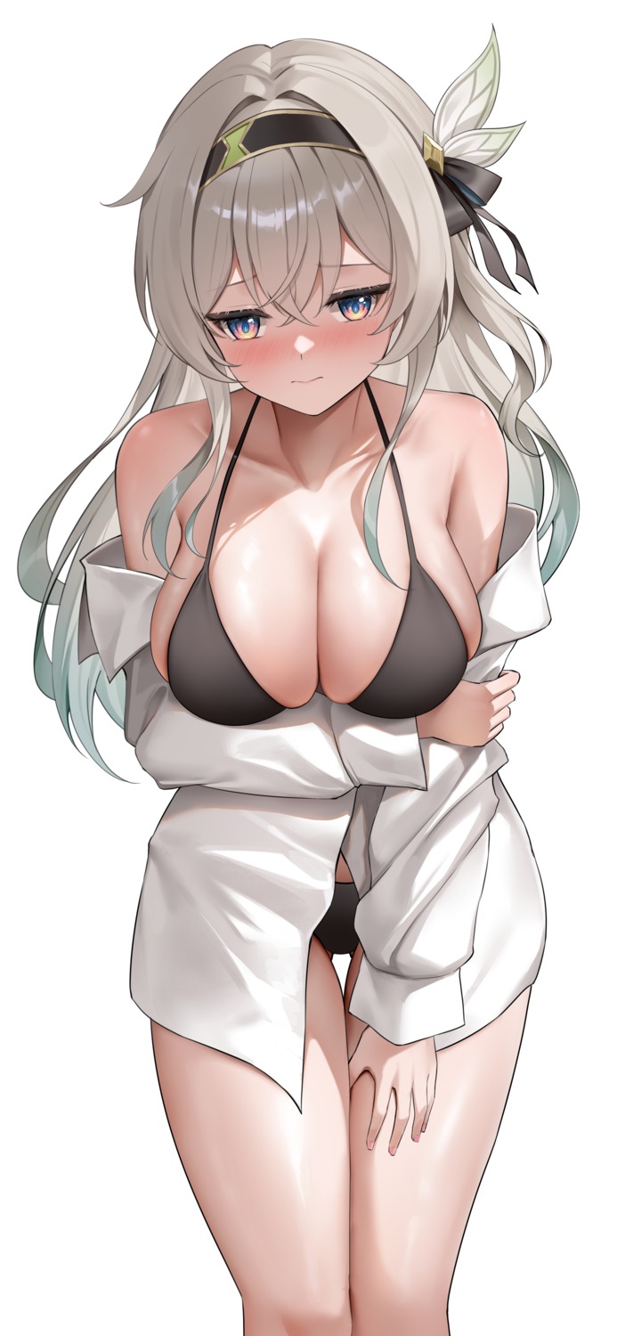 bikini breast_hold dress_shirt firefly honkai:_star_rail lunacle open_shirt swimsuits