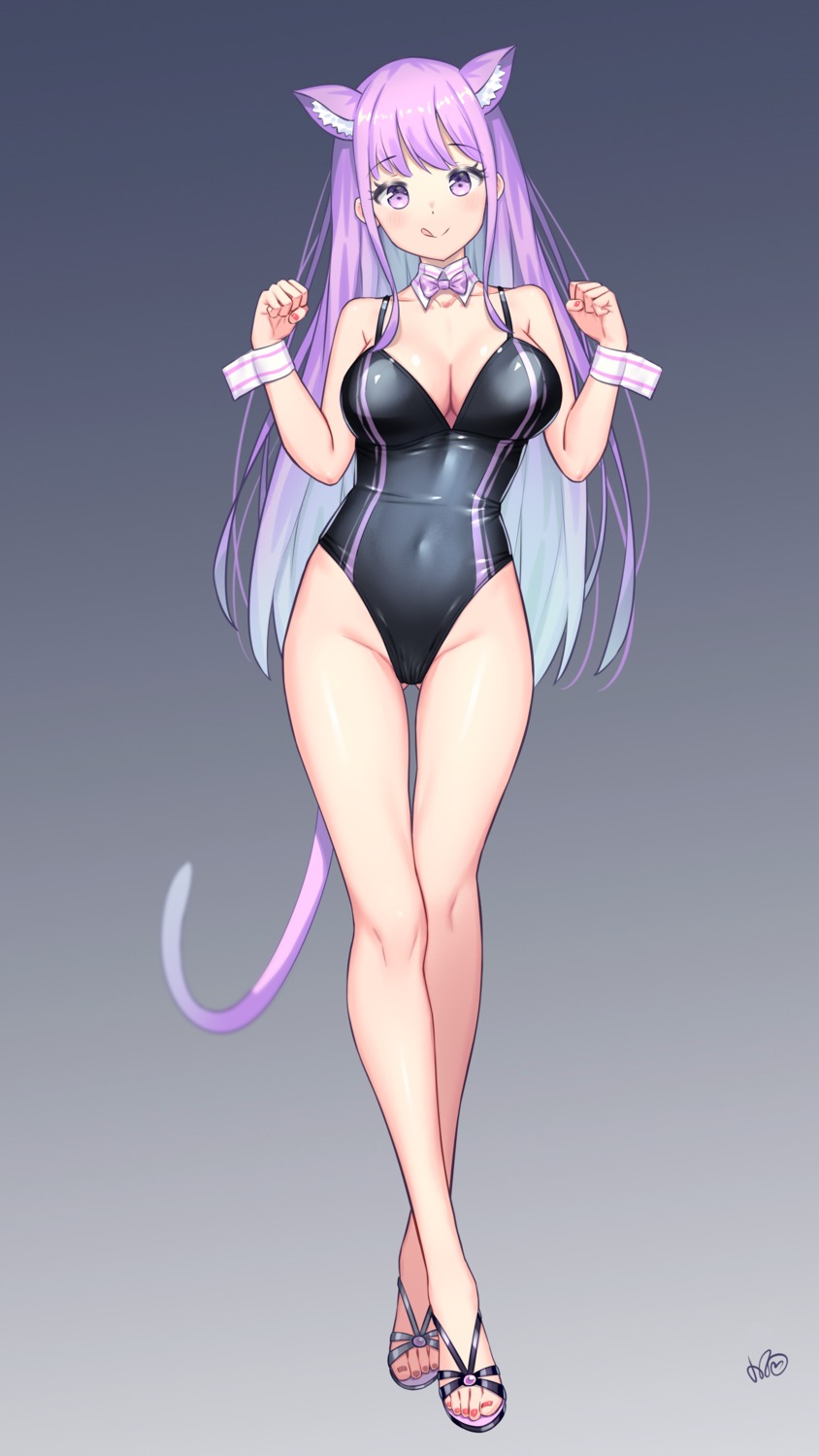 animal_ears cleavage konishi_(565112307) leotard no_bra tail