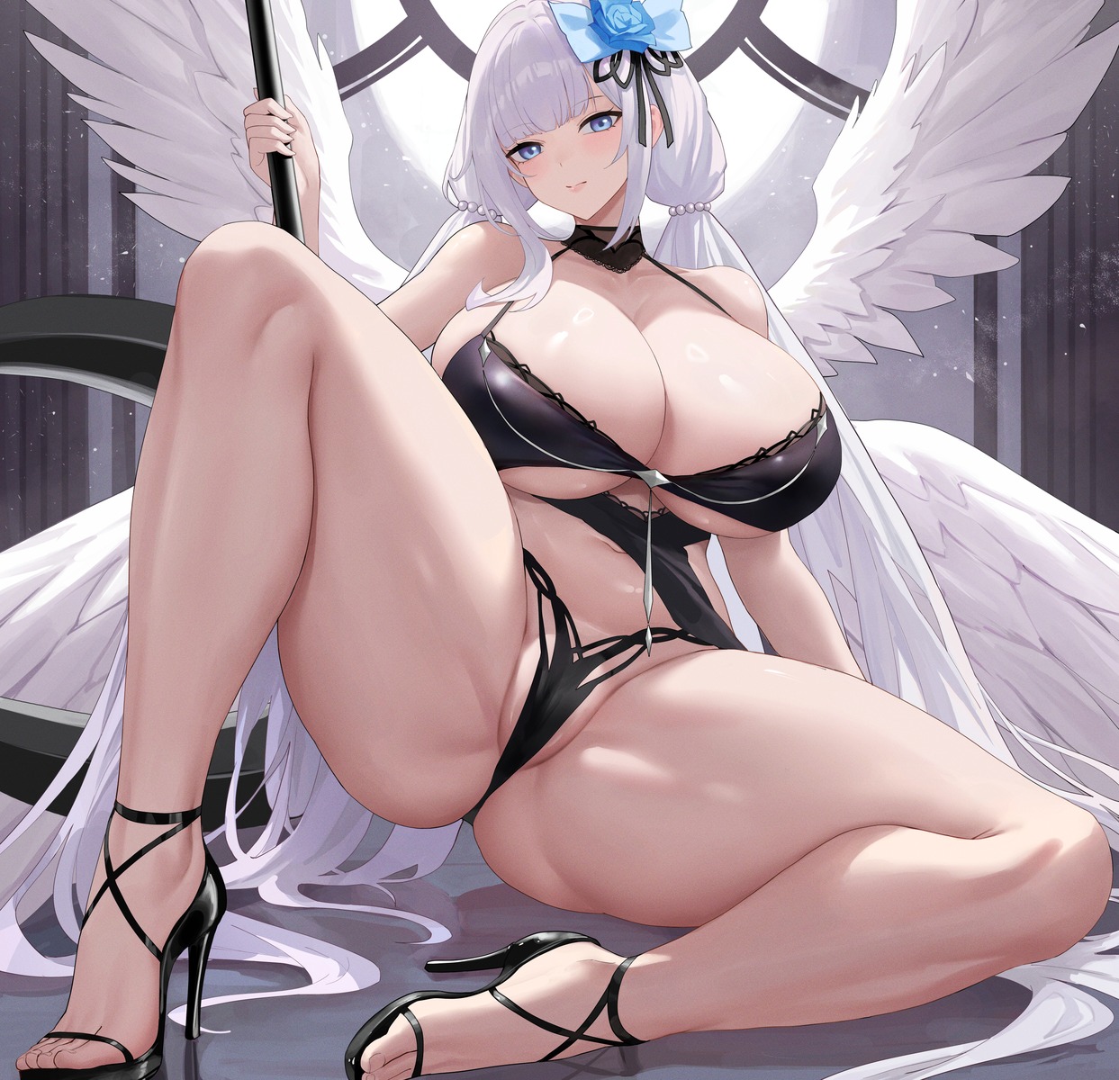 angel bra cameltoe heels kiek pantsu thong wings