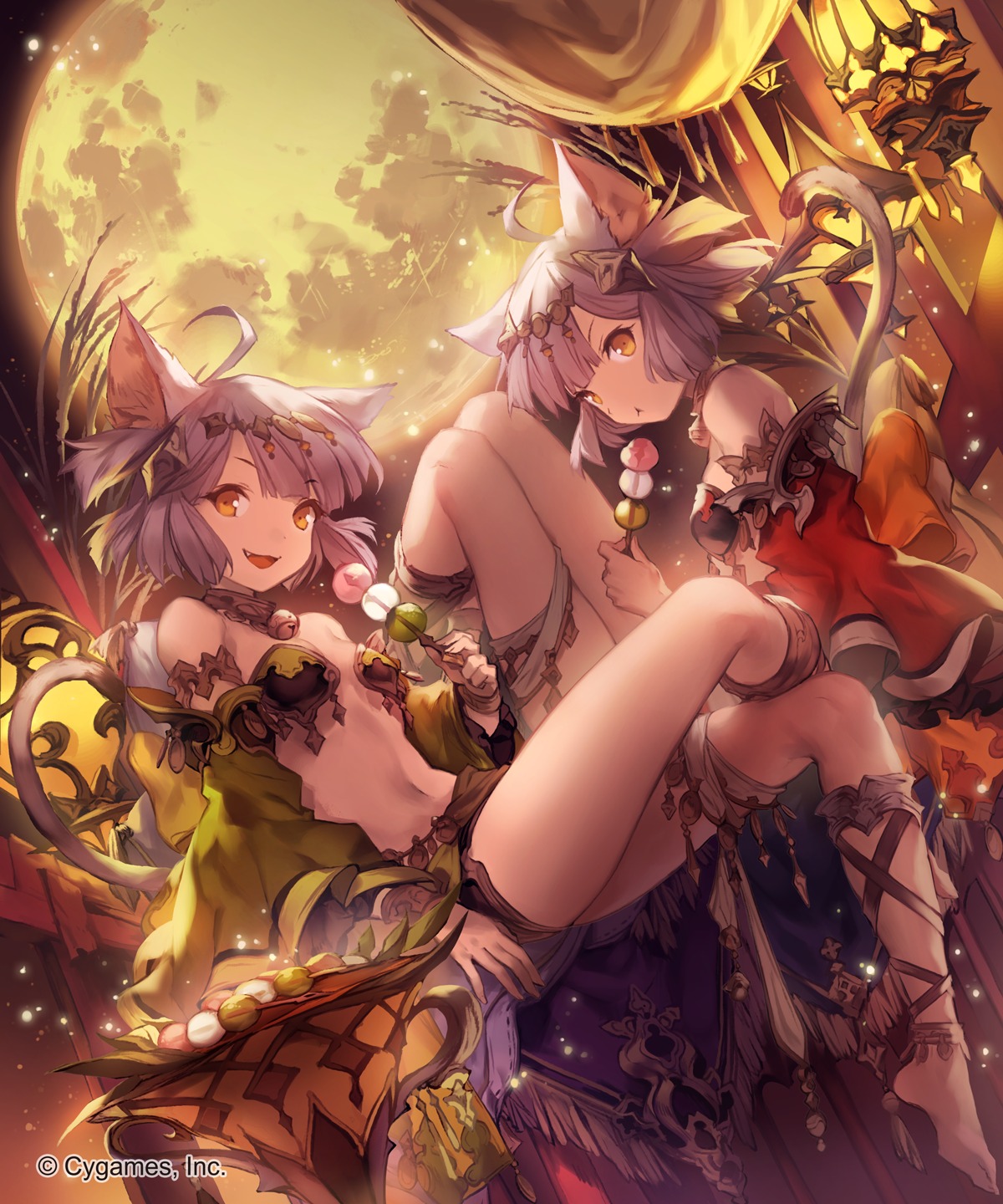 animal_ears cleavage lee_hyeseung nekomimi no_bra shingeki_no_bahamut tail