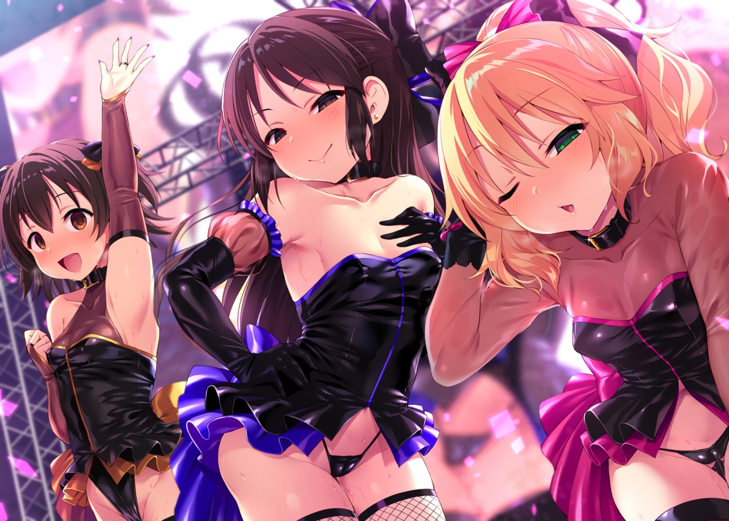 akagi_miria breast_hold cameltoe cleavage fishnets leotard no_bra pantsu sakurai_momoka_(idolm@ster) satou_kuuki see_through tachibana_arisu the_idolm@ster the_idolm@ster_cinderella_girls the_idolm@ster_cinderella_girls_u149 thighhighs