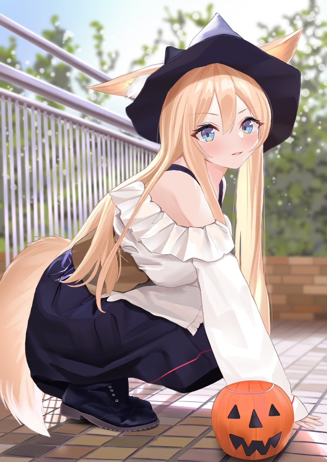 animal_ears halloween megumi_kei tail witch