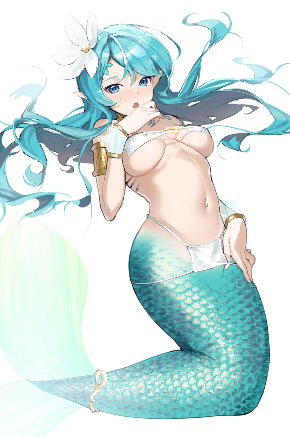 9nojo bikini mermaid monster_girl pointy_ears swimsuits tail