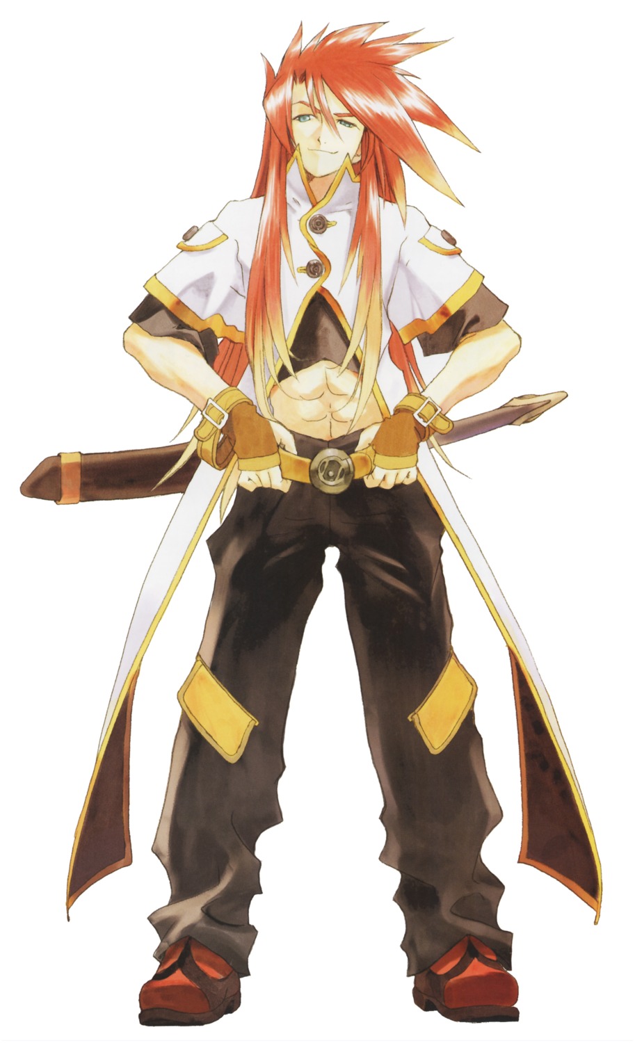 fujishima_kousuke luke_fone_fabre male open_shirt sword tales_of tales_of_the_abyss