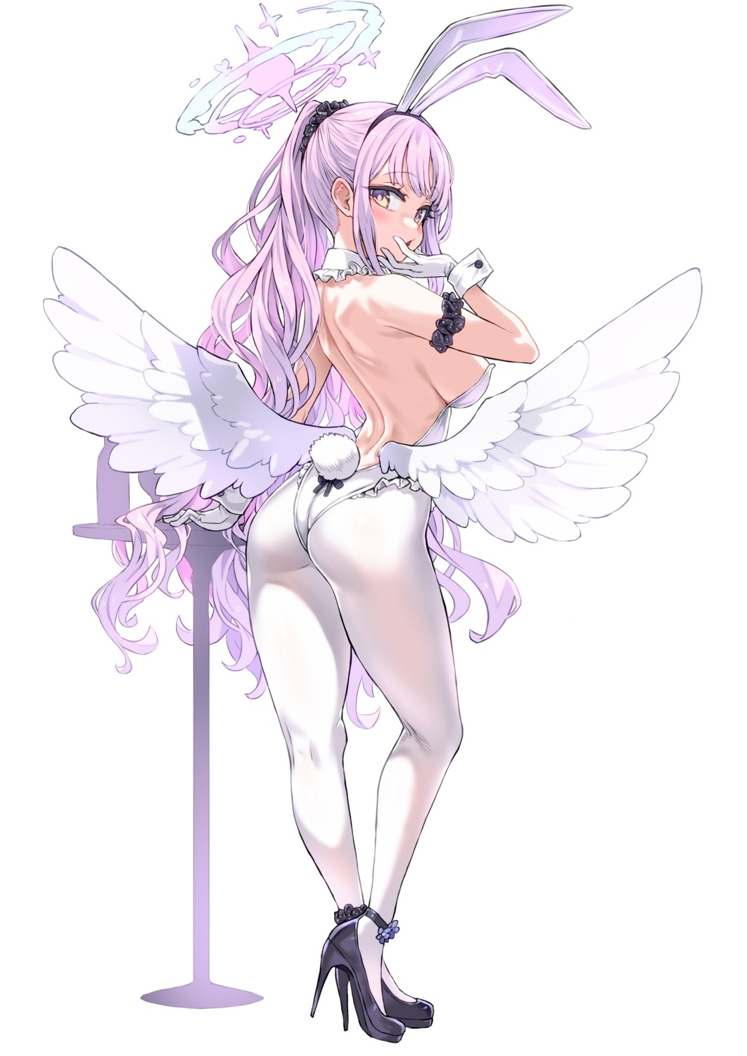 angel animal_ears asanagi ass blue_archive bunny_ears bunny_girl heels misono_mika no_bra pantyhose tail wings