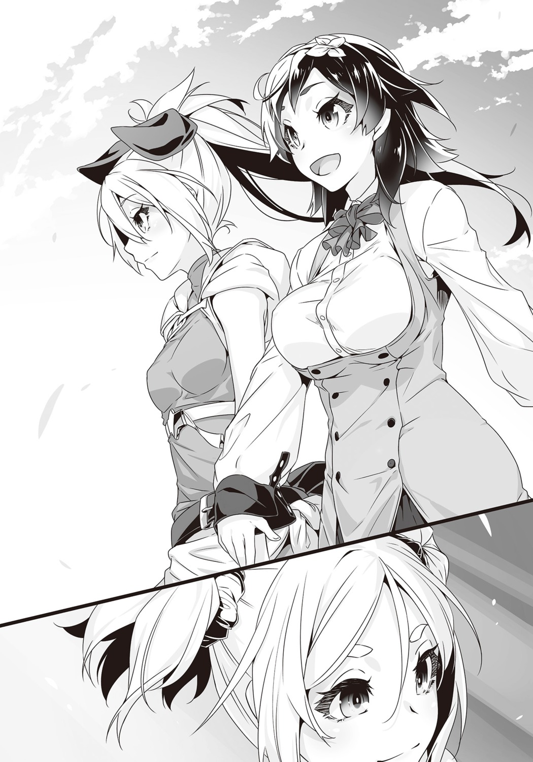 menou_(shokei_shoujo) momo_(shokei_shoujo) monochrome nilitsu seifuku shokei_shoujo_no_virgin_road tokitou_akari