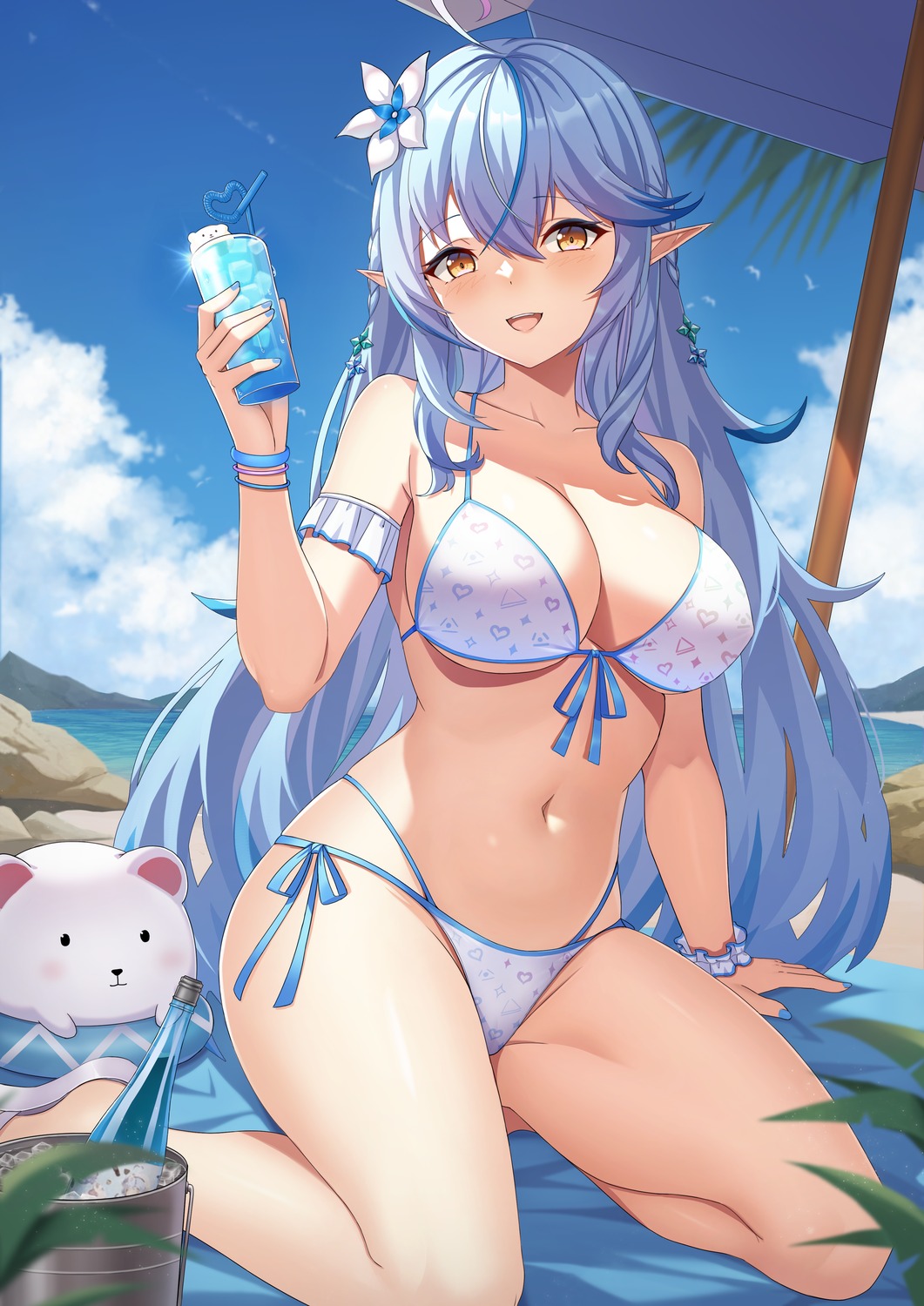 bikini elf hololive pointy_ears swimsuits vococo yukihana_lamy