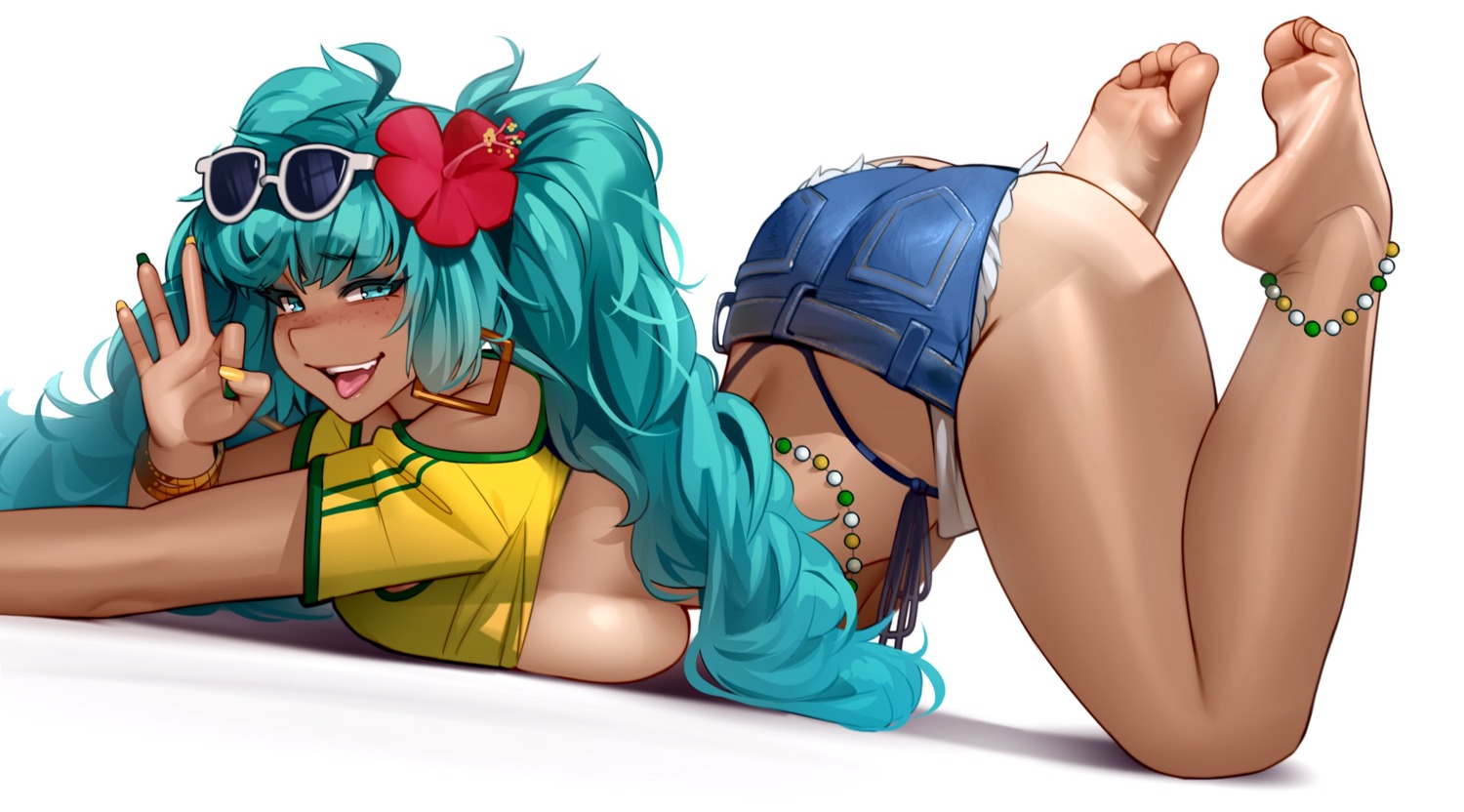 hatsune_miku kairunoburogu megane no_bra pantsu shirt_lift string_panties vocaloid