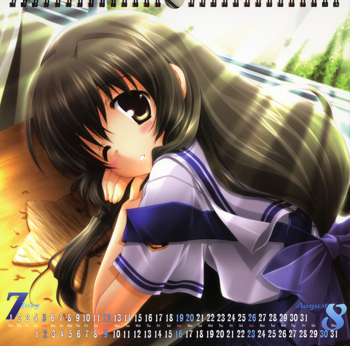 calendar clannad ibuki_fuuko ikegami_akane seifuku