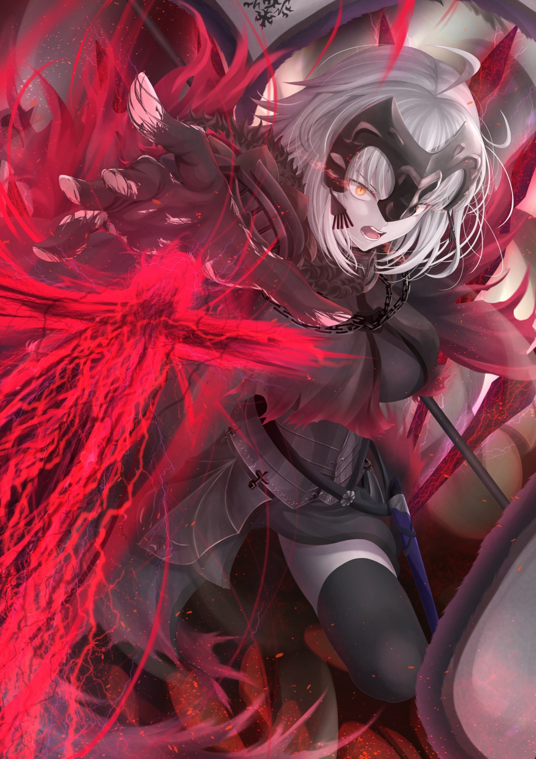 armor dress fate/grand_order jeanne_d'arc jeanne_d'arc_(alter)_(fate) penguintake thighhighs torn_clothes