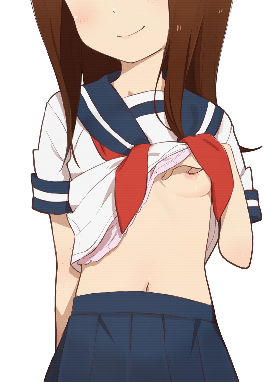 breasts karakai_jouzu_no_takagi-san lingerie loli morisobo nipples seifuku shirt_lift takagi-san