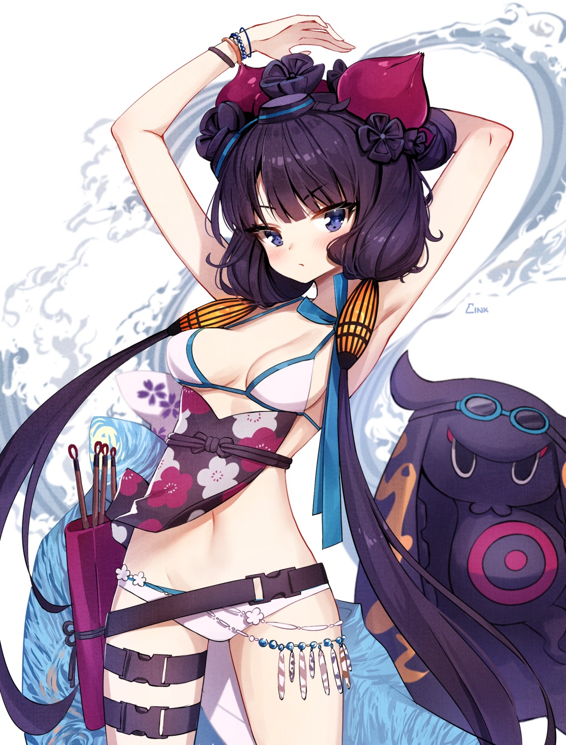 ankkoyom bikini cleavage fate/grand_order garter katsushika_hokusai_(fate) swimsuits