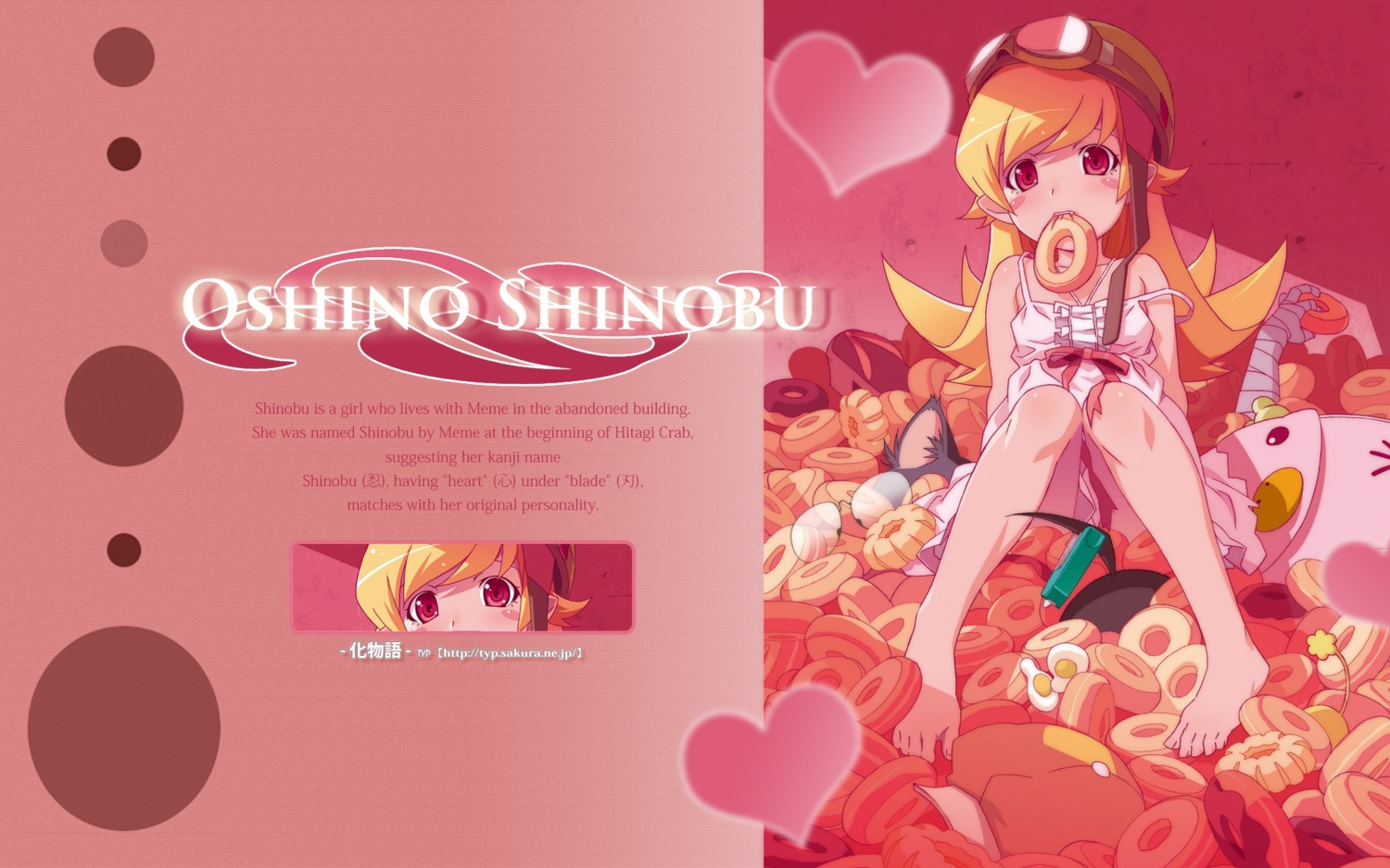 bakemonogatari dress monogatari_(series) oshino_shinobu summer_dress typ wallpaper watanabe_akio