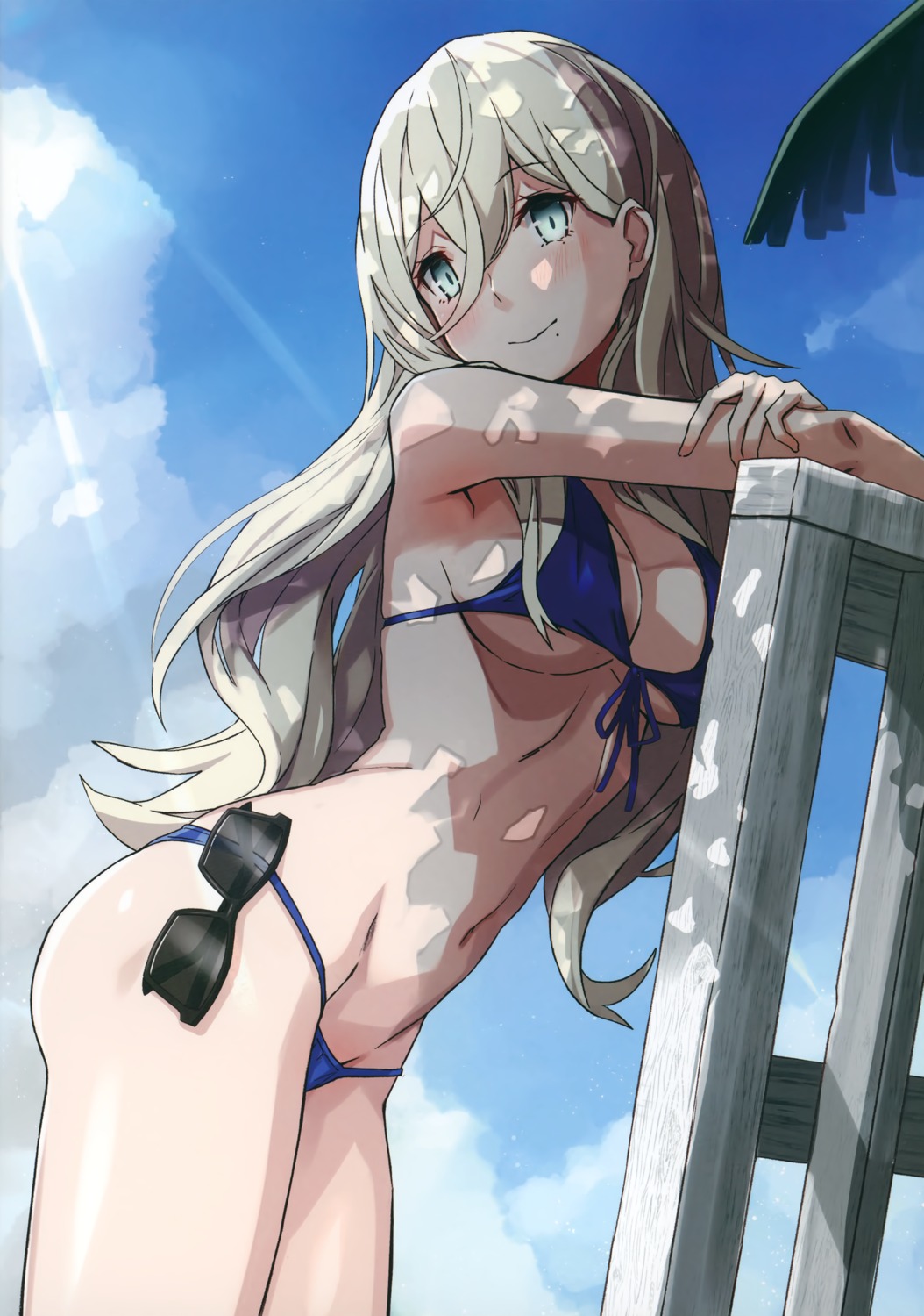 bikini cleavage kantai_collection richelieu_(kancolle) swimsuits takanashi_kei_(hitsujikan) underboob