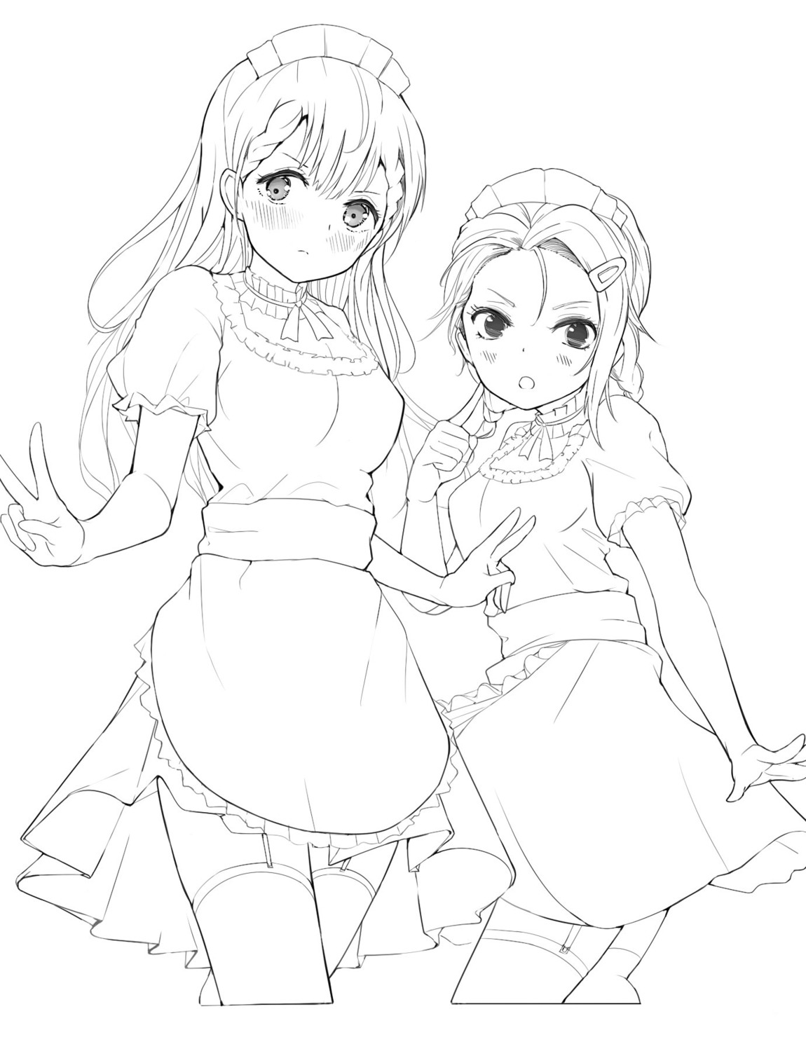 bokutachi_wa_benkyou_ga_dekinai kirisu_mafuyu kominami_asumi maid monochrome pjkka sketch stockings thighhighs