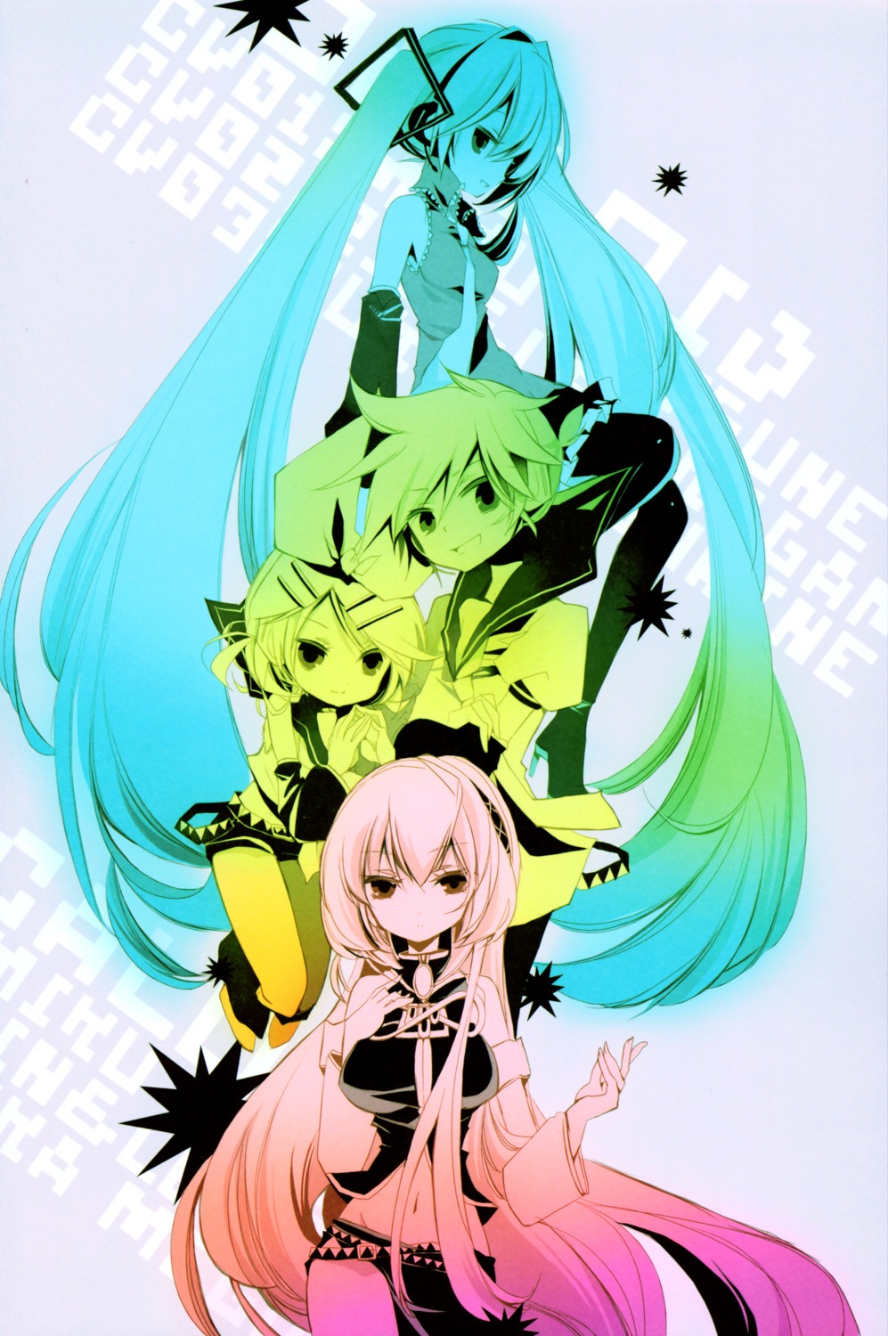 hatsune_miku kagamine_len kagamine_rin megurine_luka shimeko vocaloid