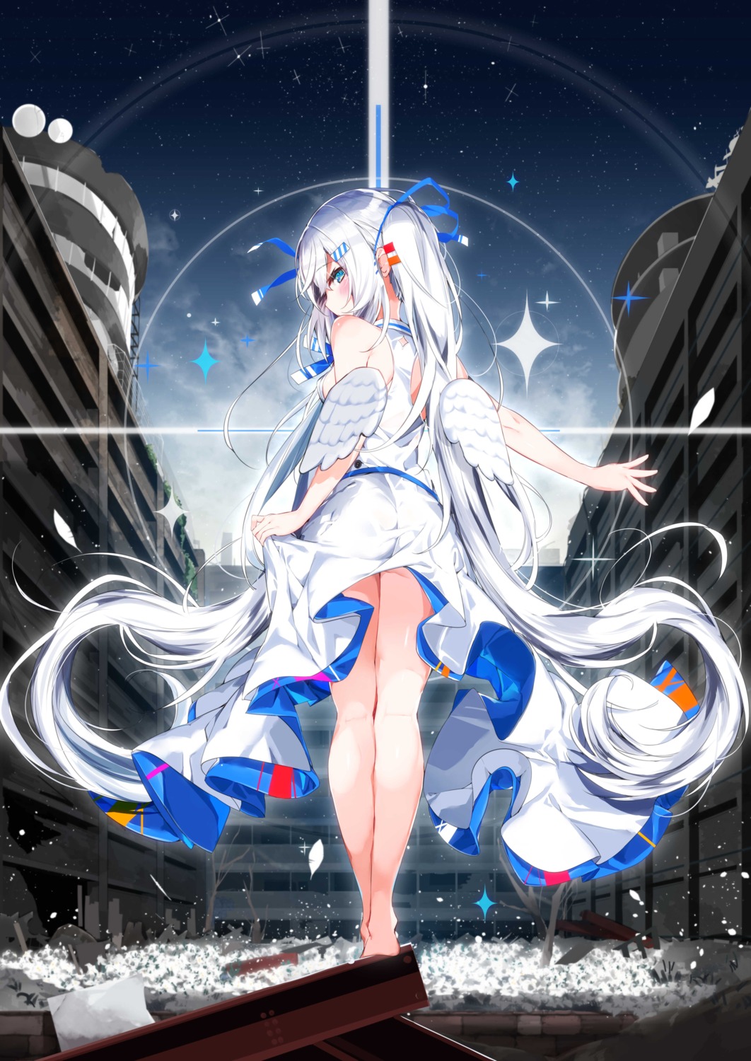 angel ass dress kamioka_chiroru skirt_lift wings