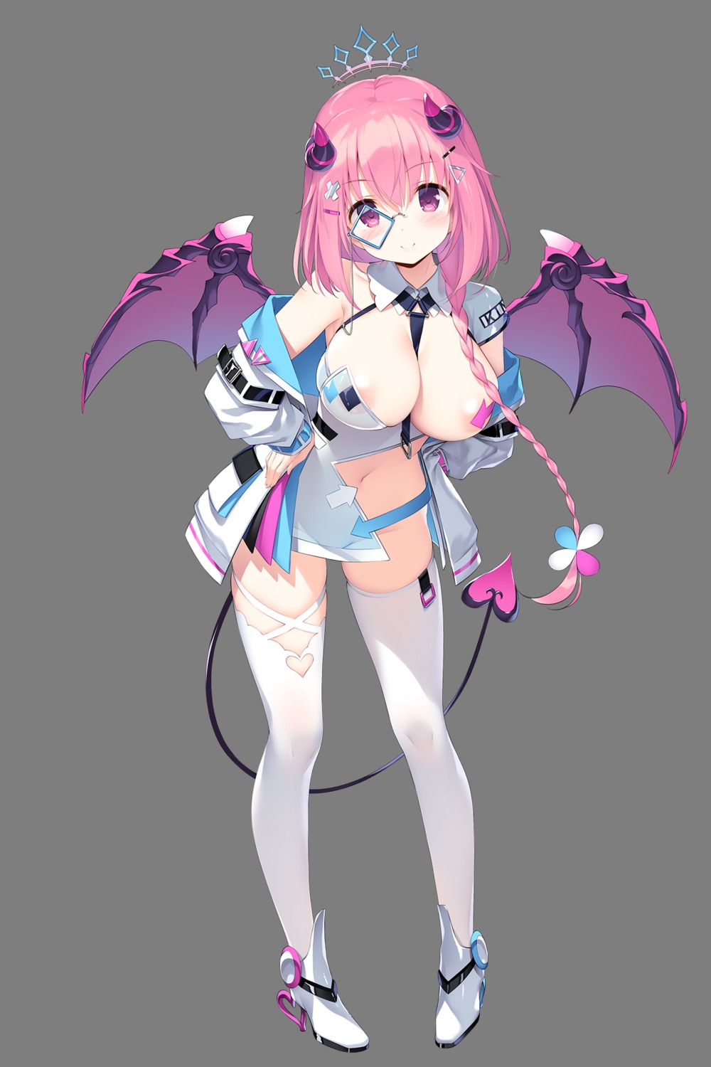 anneliese areola heels horns kimagure_temptation kimagure_temptation_2:_yuuyami_kaikitan kimishima_ao megane no_bra nopan see_through silky's_plus_wasabi tail thighhighs transparent_png wings