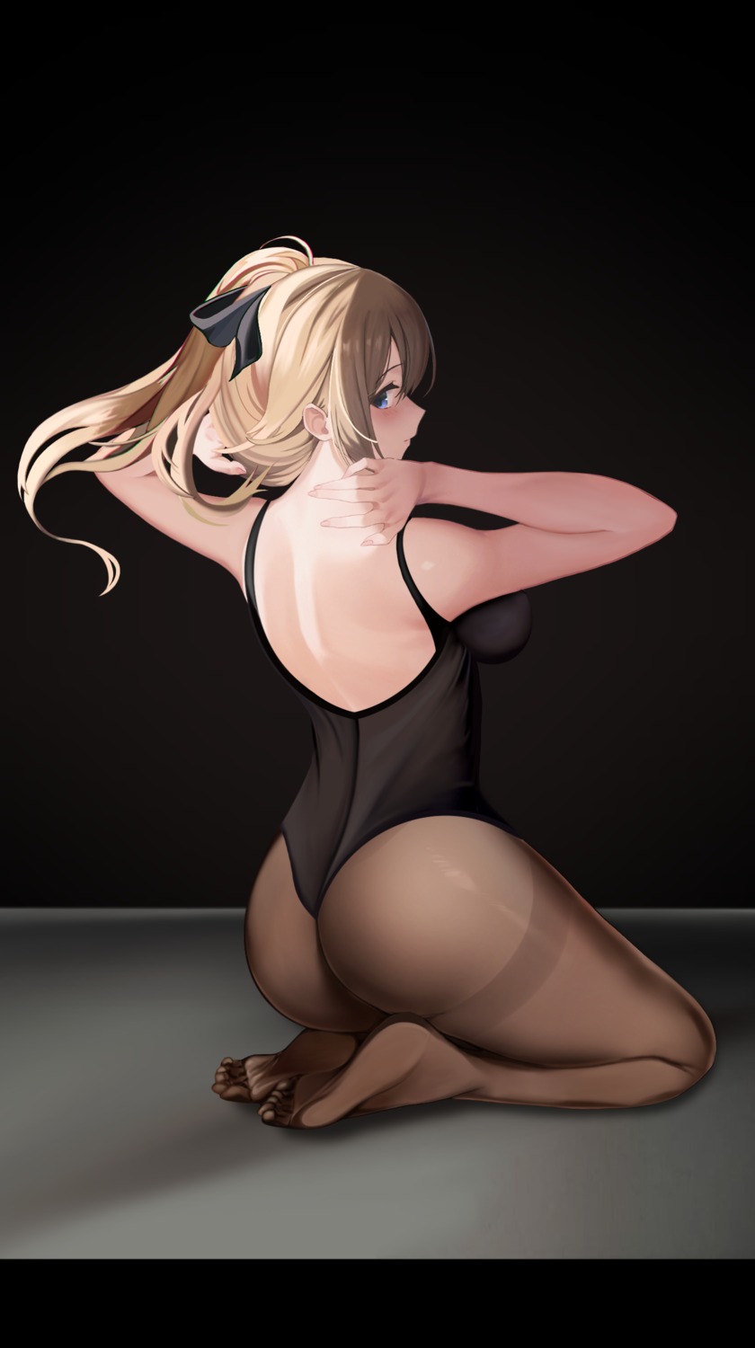 ass feet genshin_impact jean_(genshin_impact) leotard niduannowu no_bra pantyhose