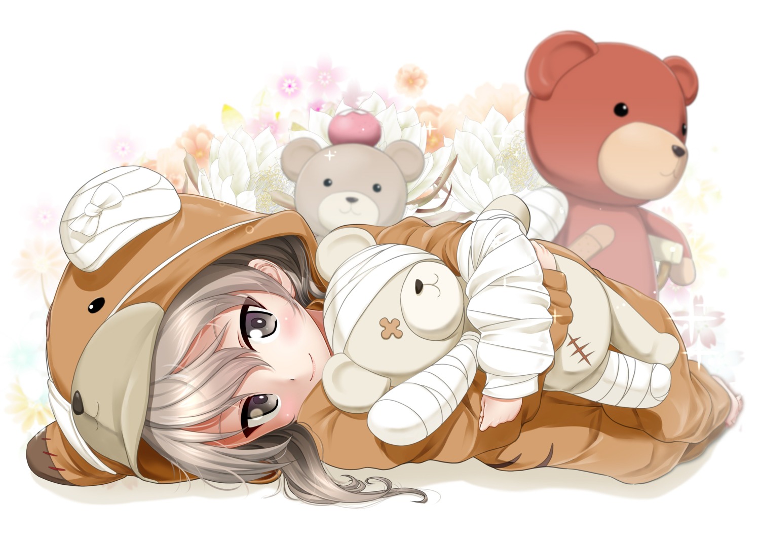 animal_ears bandages excel_(shena) girls_und_panzer pajama shimada_arisu