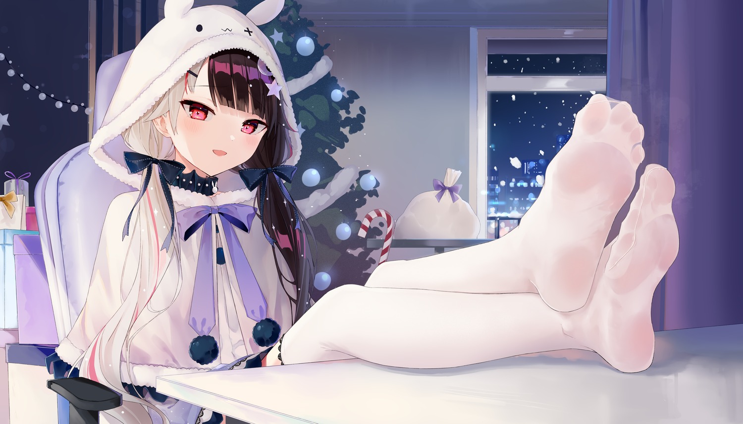 christmas feet kota nijisanji thighhighs yorumi_rena