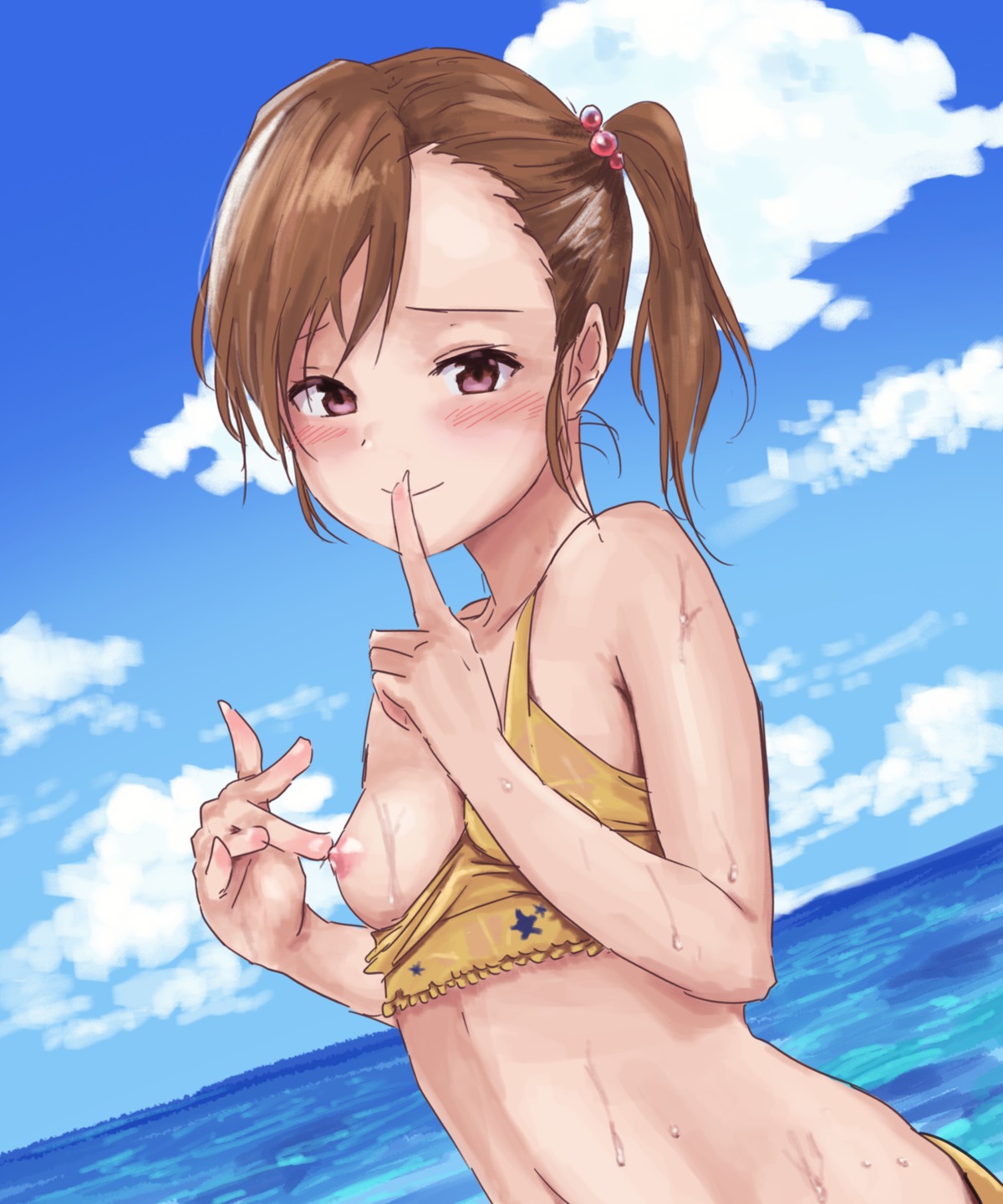 bikini breasts futami_mami goldowl nipples swimsuits the_idolm@ster wet