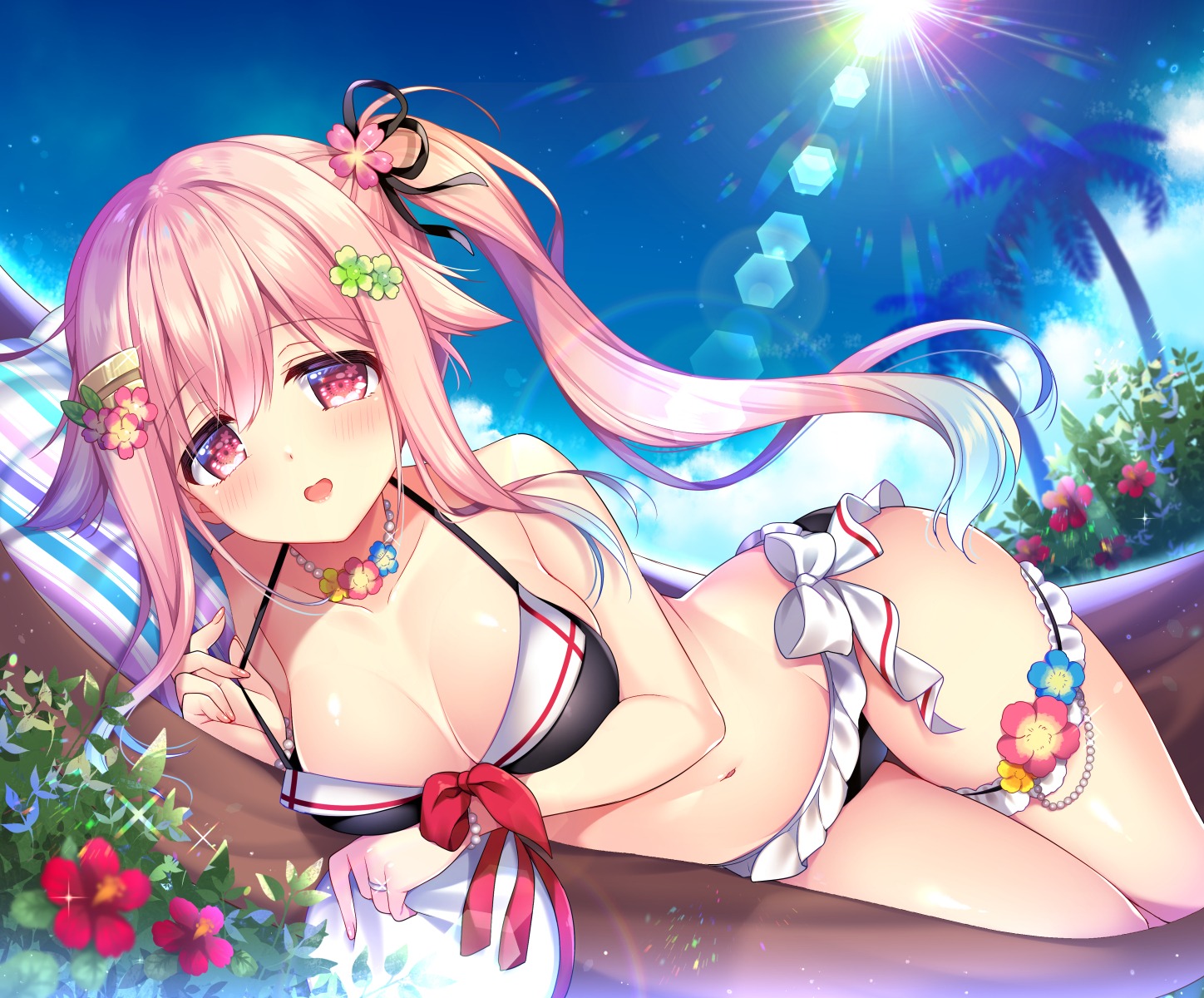 bikini breast_hold garter harusame_(kancolle) kantai_collection ringo_sui swimsuits