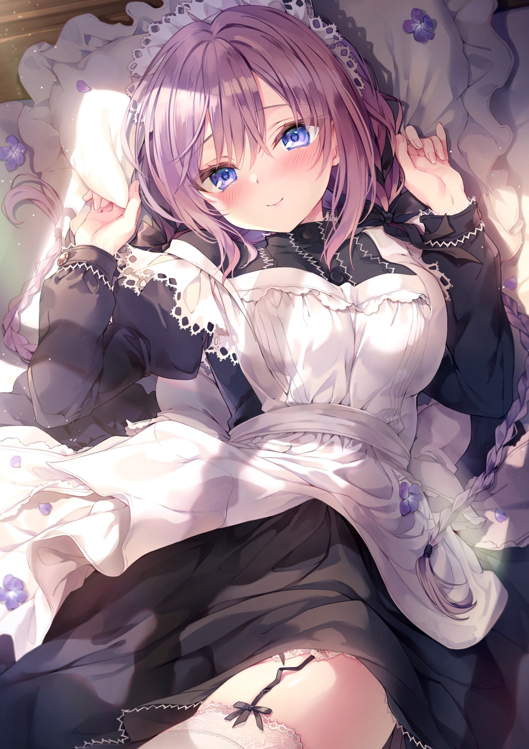 maid rubi-sama seira_(rubi-sama) skirt_lift stockings thighhighs