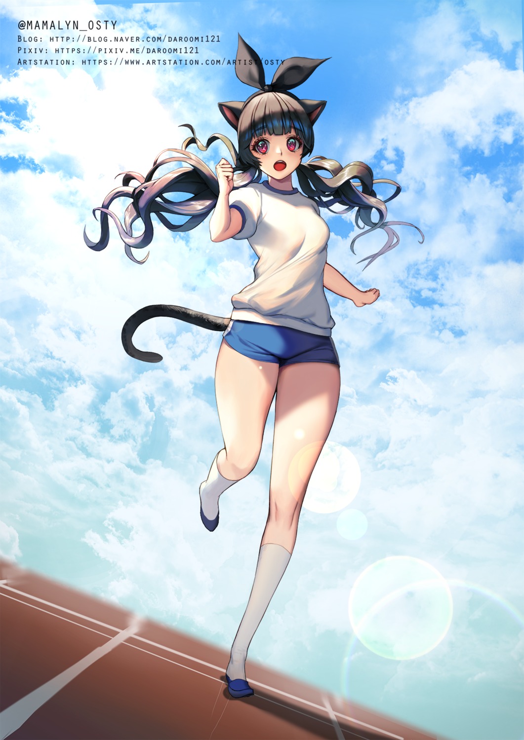 animal_ears buruma gym_uniform mmlyno nekomimi tail