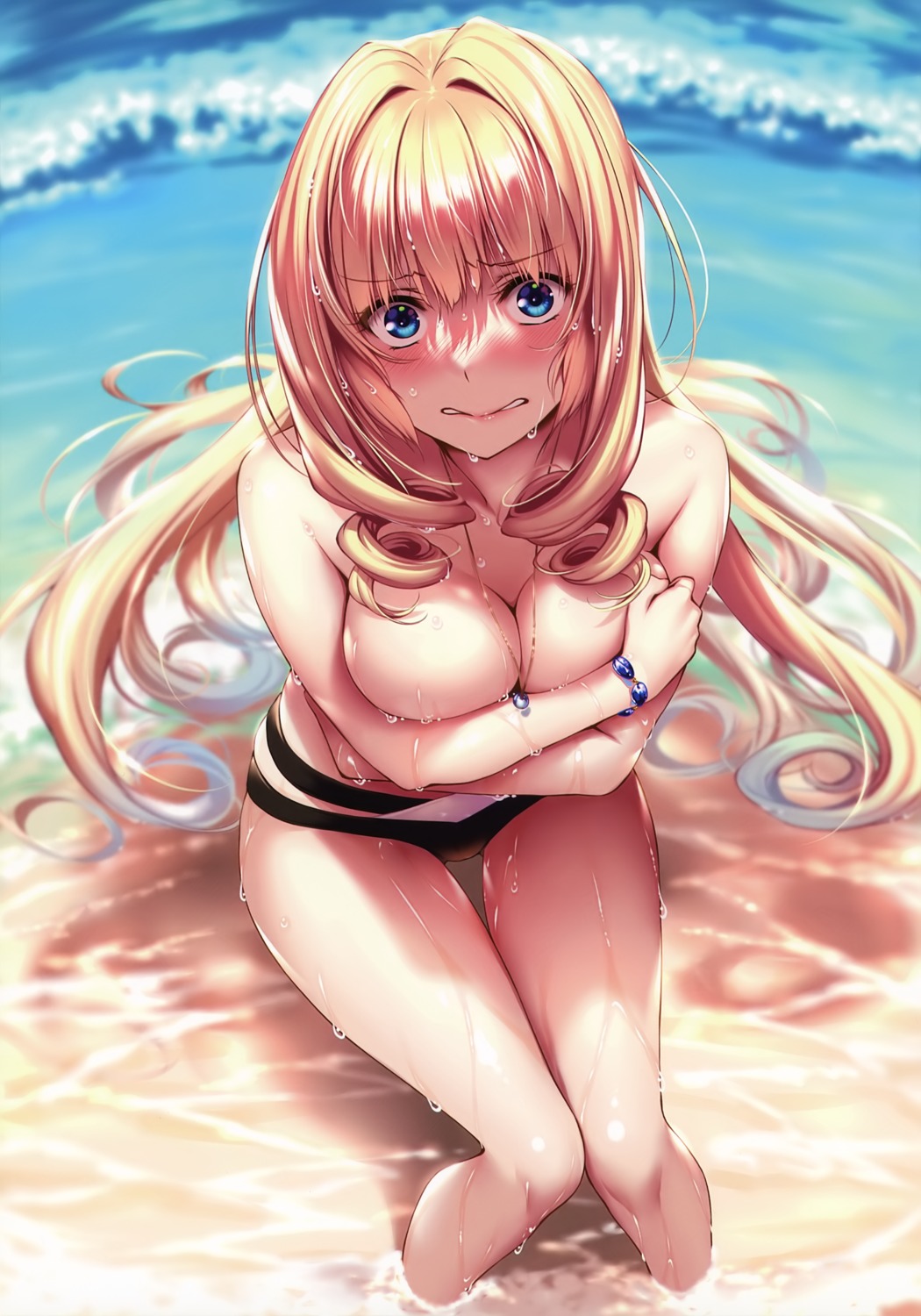 bikini breast_hold hanikami_kanojo piromizu shoudou_erena swimsuits topless wet