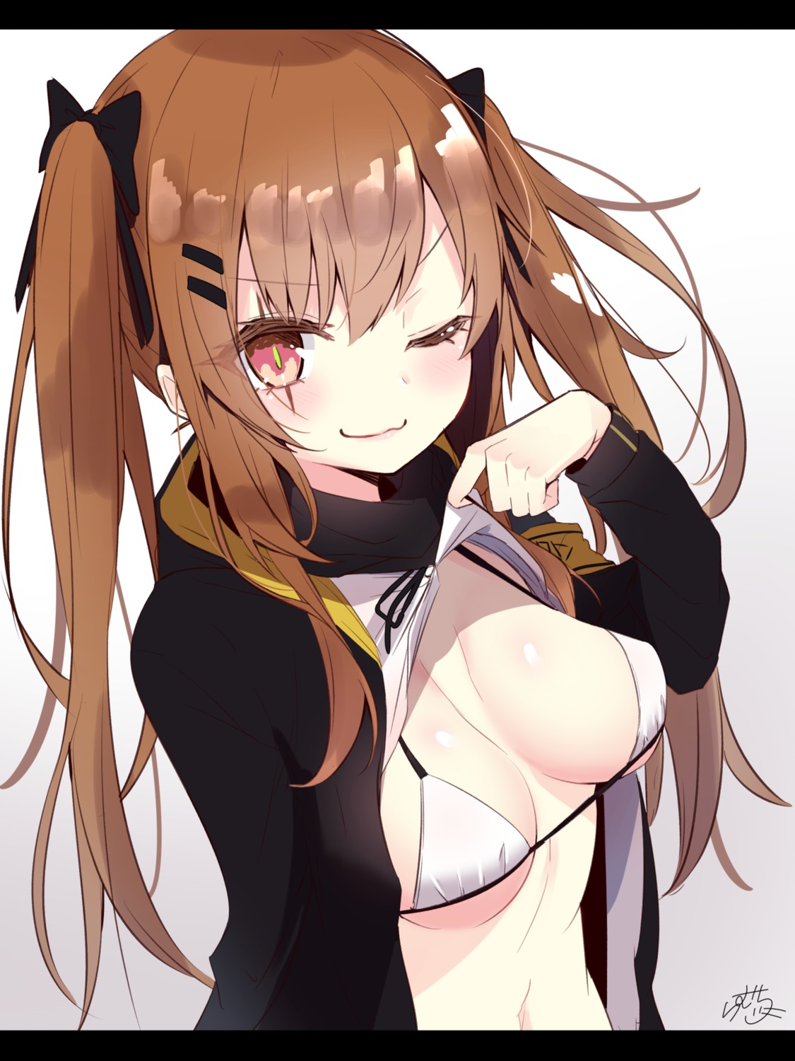 bra girls_frontline open_shirt ramchi ump9_(girls_frontline)