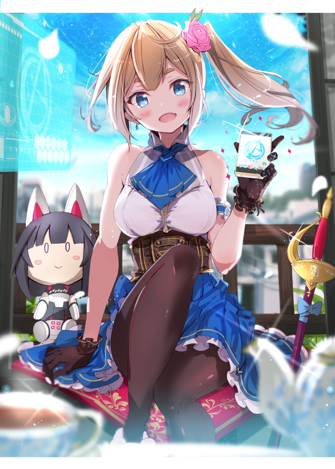 agatsuma_kaede alice_gear_aegis chibi fuku_kitsune lily_sears pantyhose sword