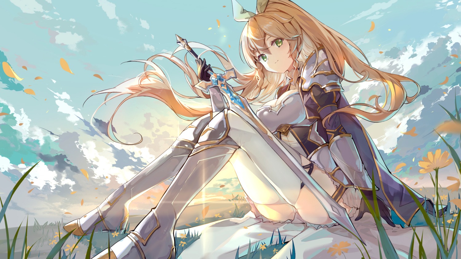 armor kita_(kitairoha) leafa pantsu skirt_lift sword sword_art_online thighhighs wallpaper