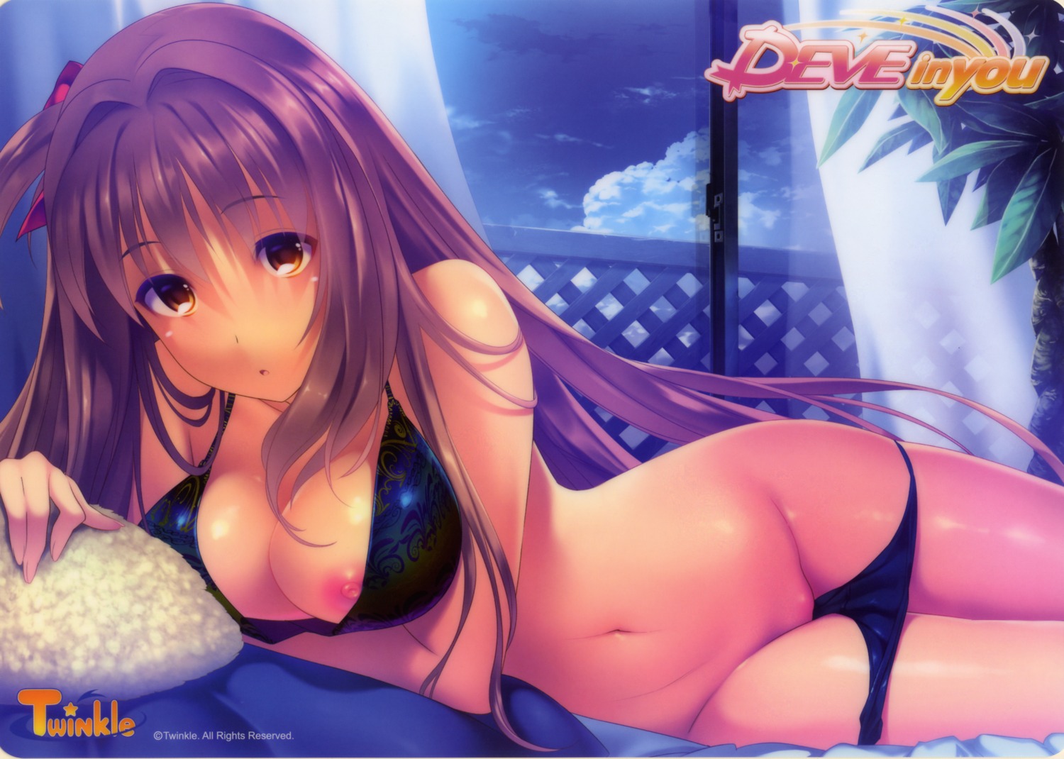 akatsuki_shion bikini breast_hold breasts d-eve_in_you gokokukyou nipple_slip nipples panty_pull swimsuits twinkle