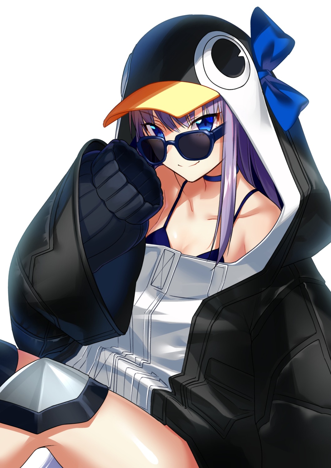 bikini_top cleavage fate/grand_order megane meltryllis open_shirt penguin sarukichi swimsuits