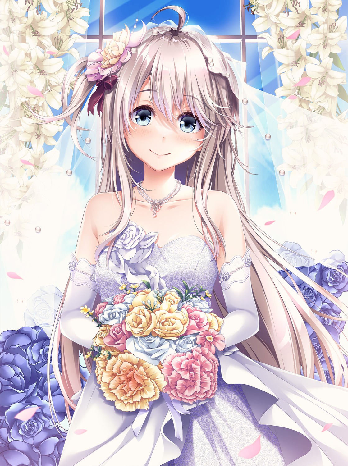 chigasaki_anzu dakikano dress kurono_mitsuki no_bra wedding_dress