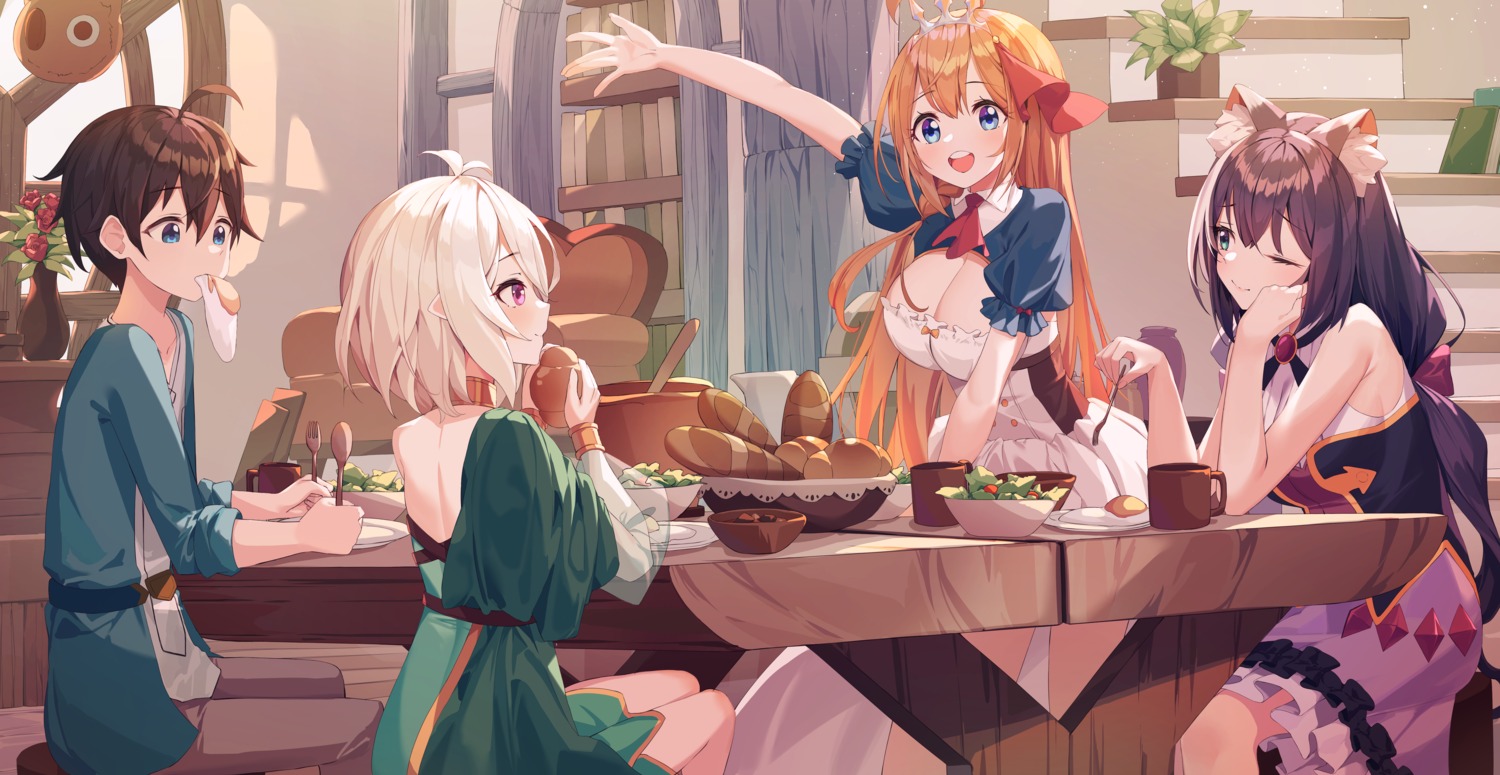 animal_ears cleavage dress karyl_(princess_connect) kokkoro munseonghwa pecorine pointy_ears princess_connect princess_connect!_re:dive