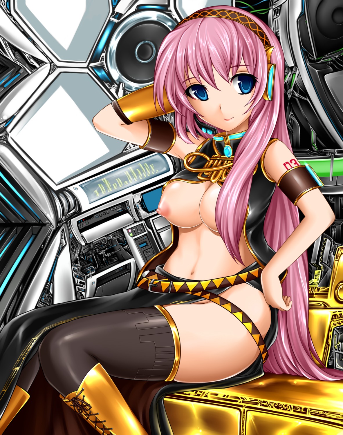 breasts megurine_luka nipples no_bra thighhighs vocaloid yoshimo