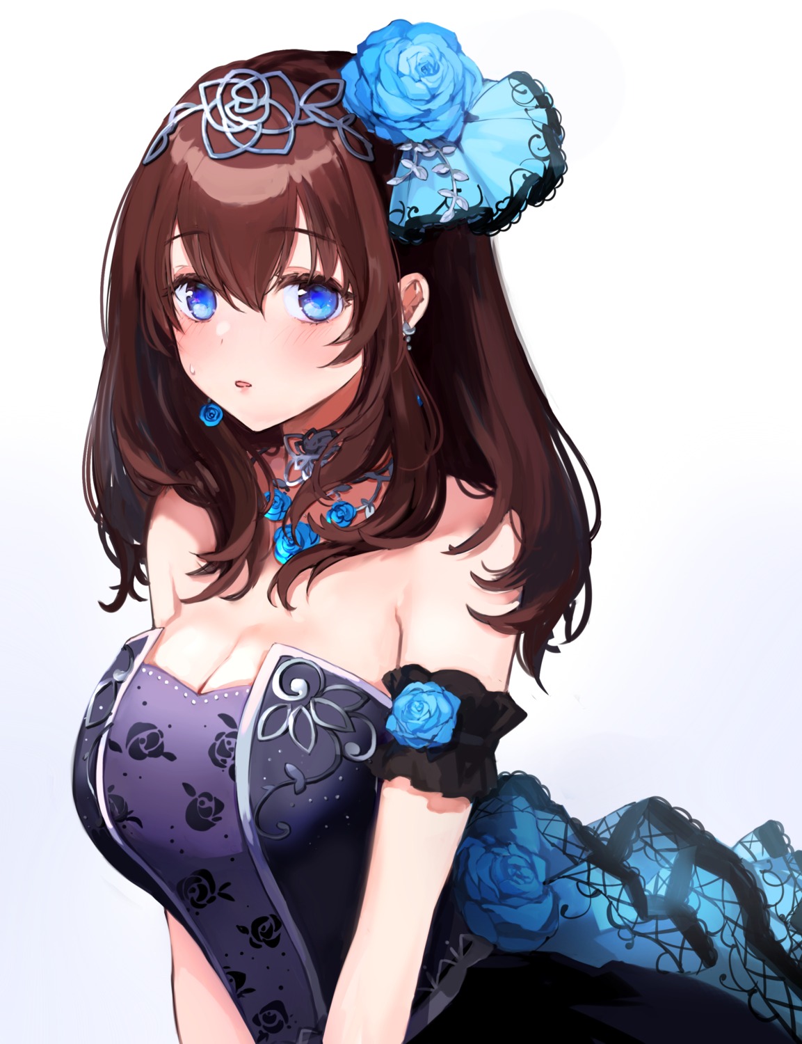 cleavage dress mogami_tsukune no_bra sagisawa_fumika the_idolm@ster the_idolm@ster_cinderella_girls