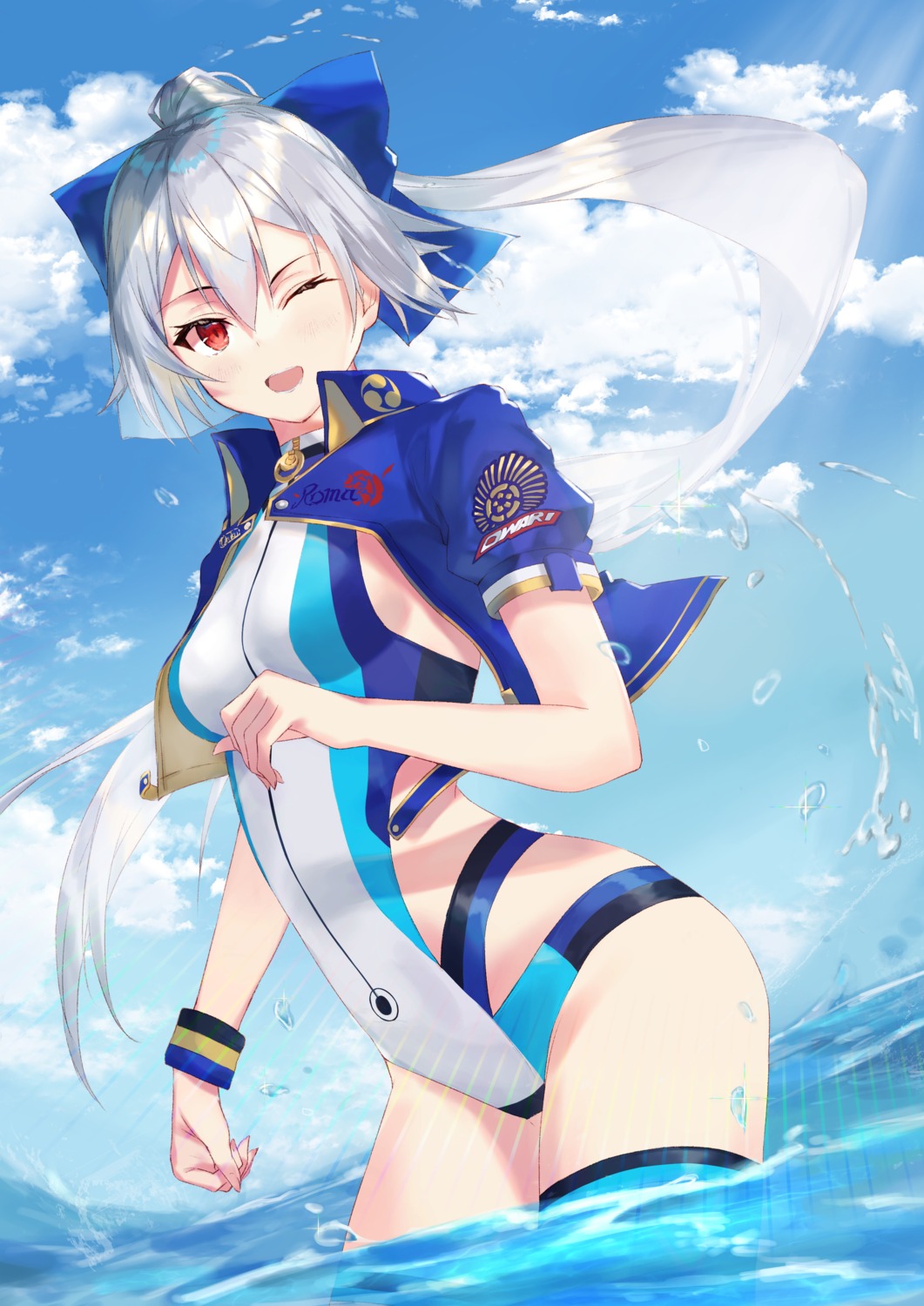 fate/grand_order swimsuits taht_(that_is_mm) thighhighs tomoe_gozen_(fate/grand_order) wet