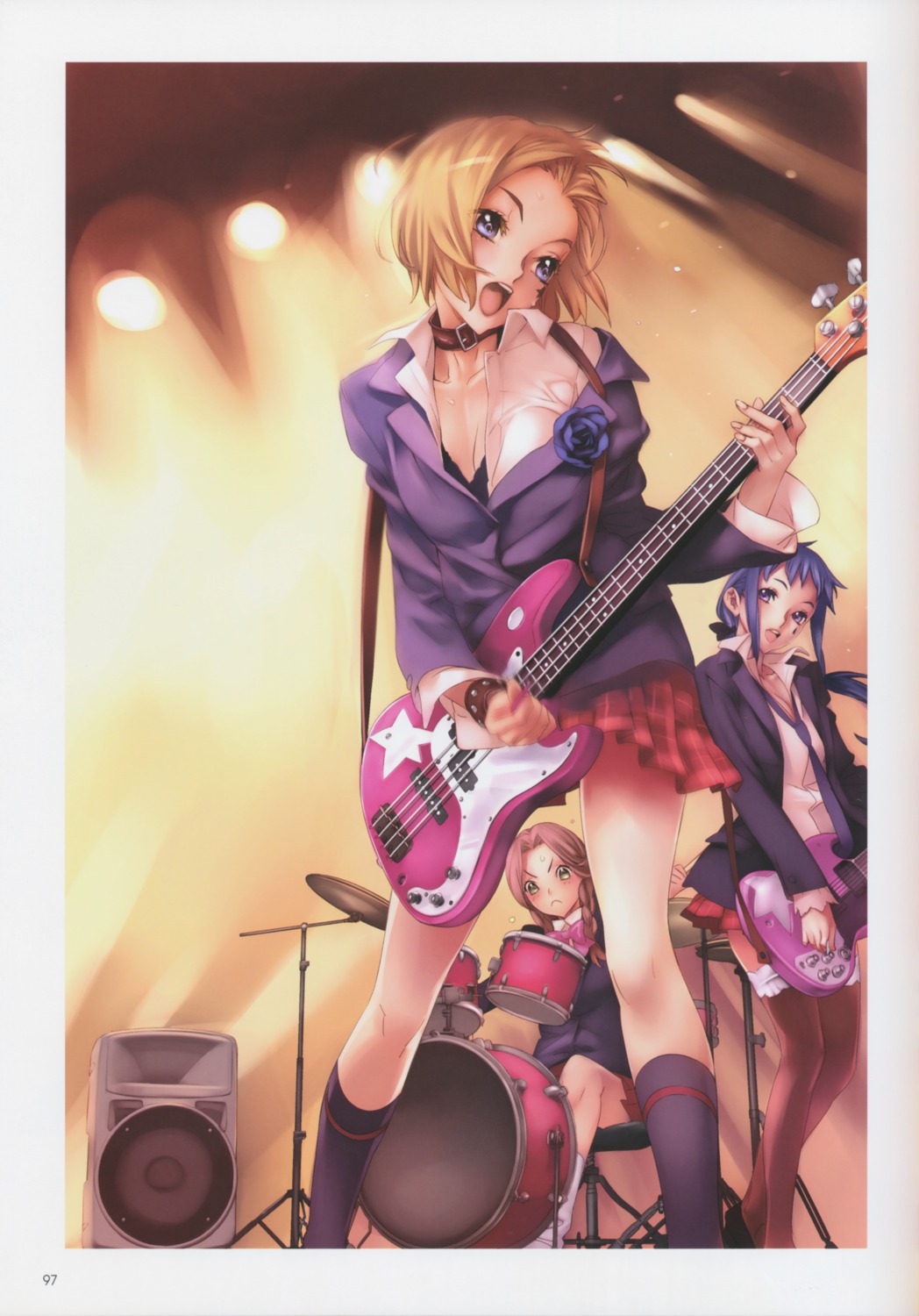 bra garter guitar nishieda seifuku thighhighs