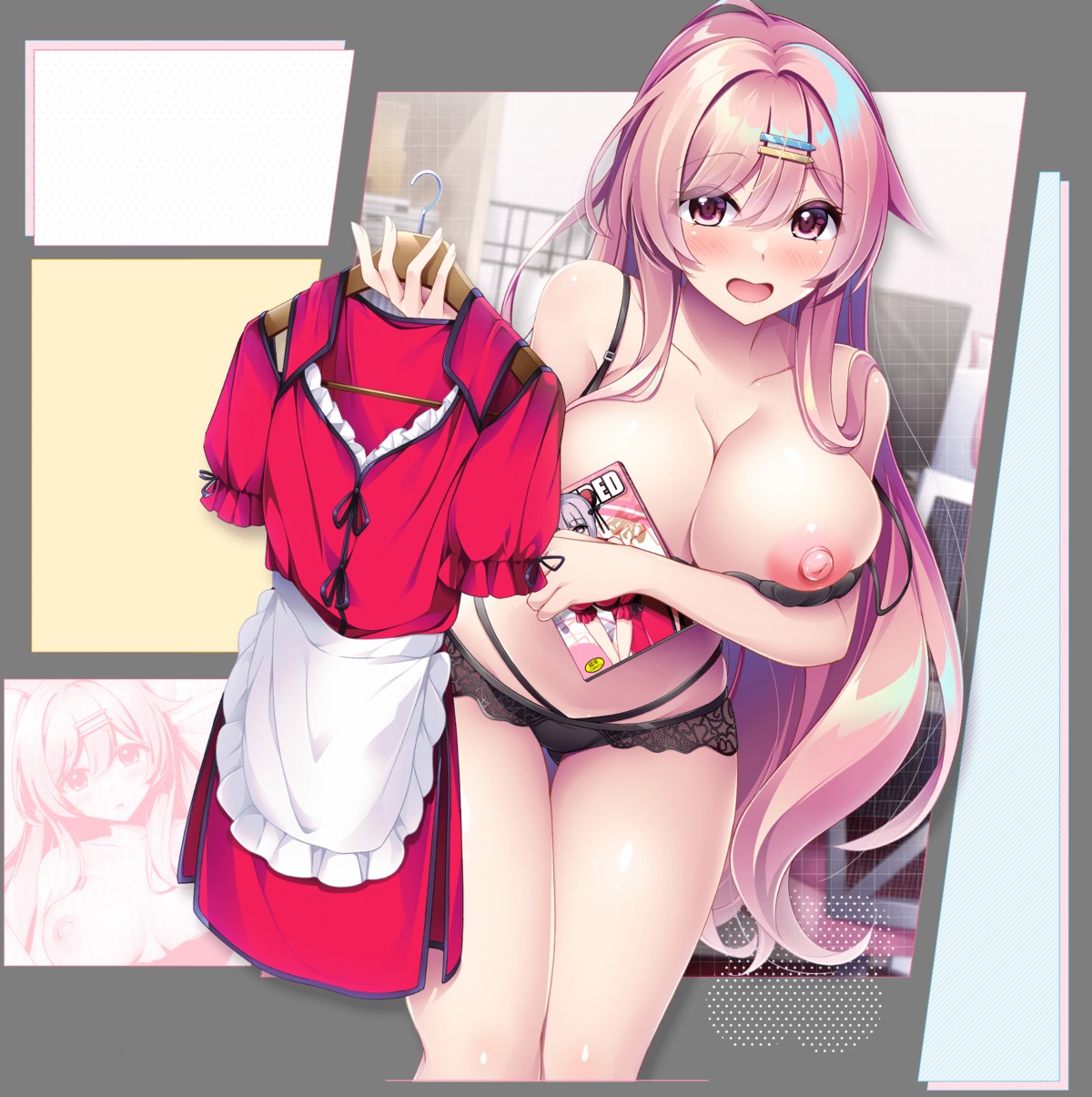 bra breast_hold breasts mogupon nipples pantsu tokohana transparent_png