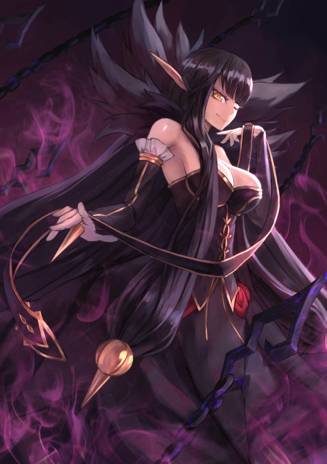 cleavage doratama123 dress fate/apocrypha fate/stay_night pointy_ears semiramis_(fate)