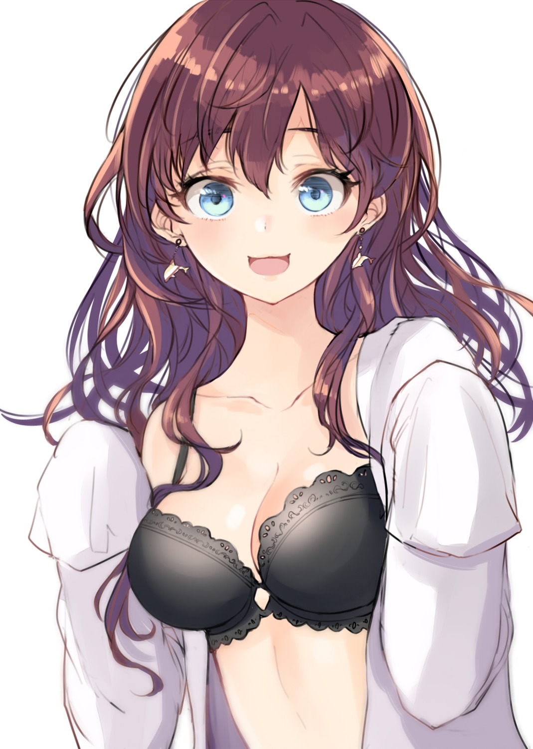 bra cleavage ichinose_shiki minato_(shouno) open_shirt the_idolm@ster the_idolm@ster_cinderella_girls