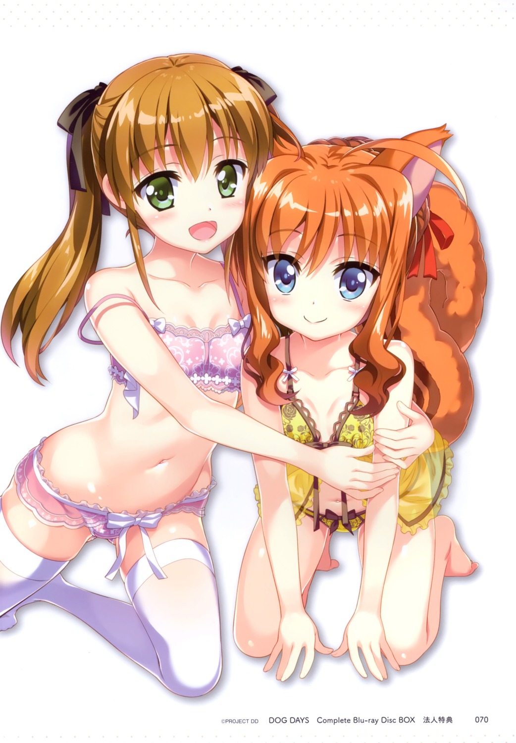 animal_ears bra dog_days fujima_takuya kuberu_e_pastillage lingerie loli pantsu rebecca_anderson see_through tail thighhighs